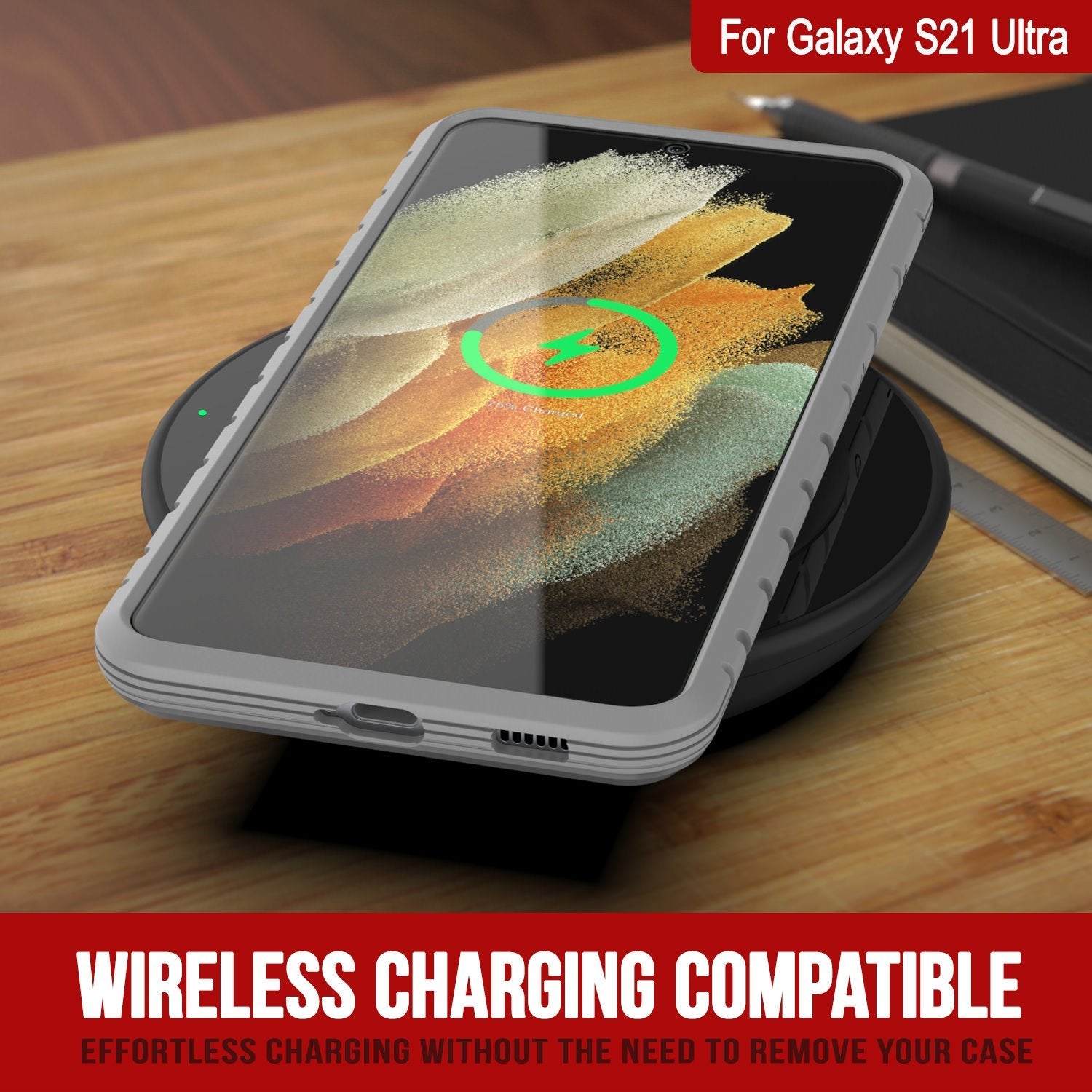 Punkcase S21 Ultra ravenger Case Protective Military Grade Multilayer Cover [Grey]