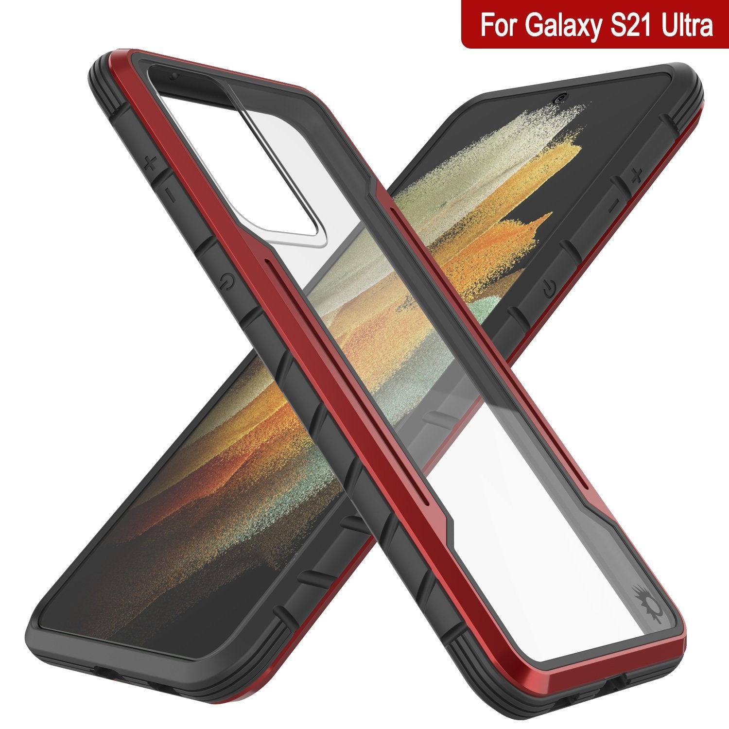 Punkcase S21 Ultra ravenger Case Protective Military Grade Multilayer Cover [Red]