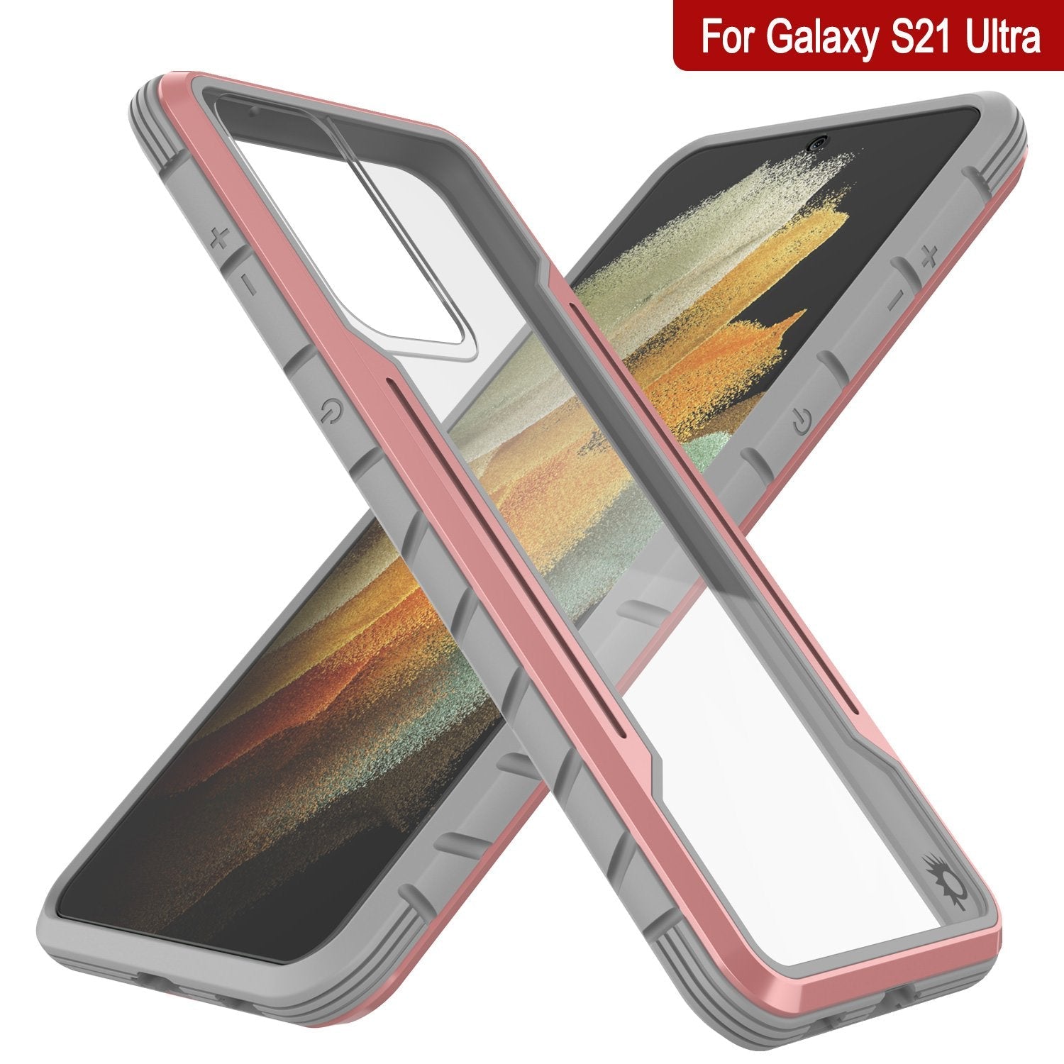 Punkcase S21 Ultra ravenger Case Protective Military Grade Multilayer Cover [Rose-Gold]