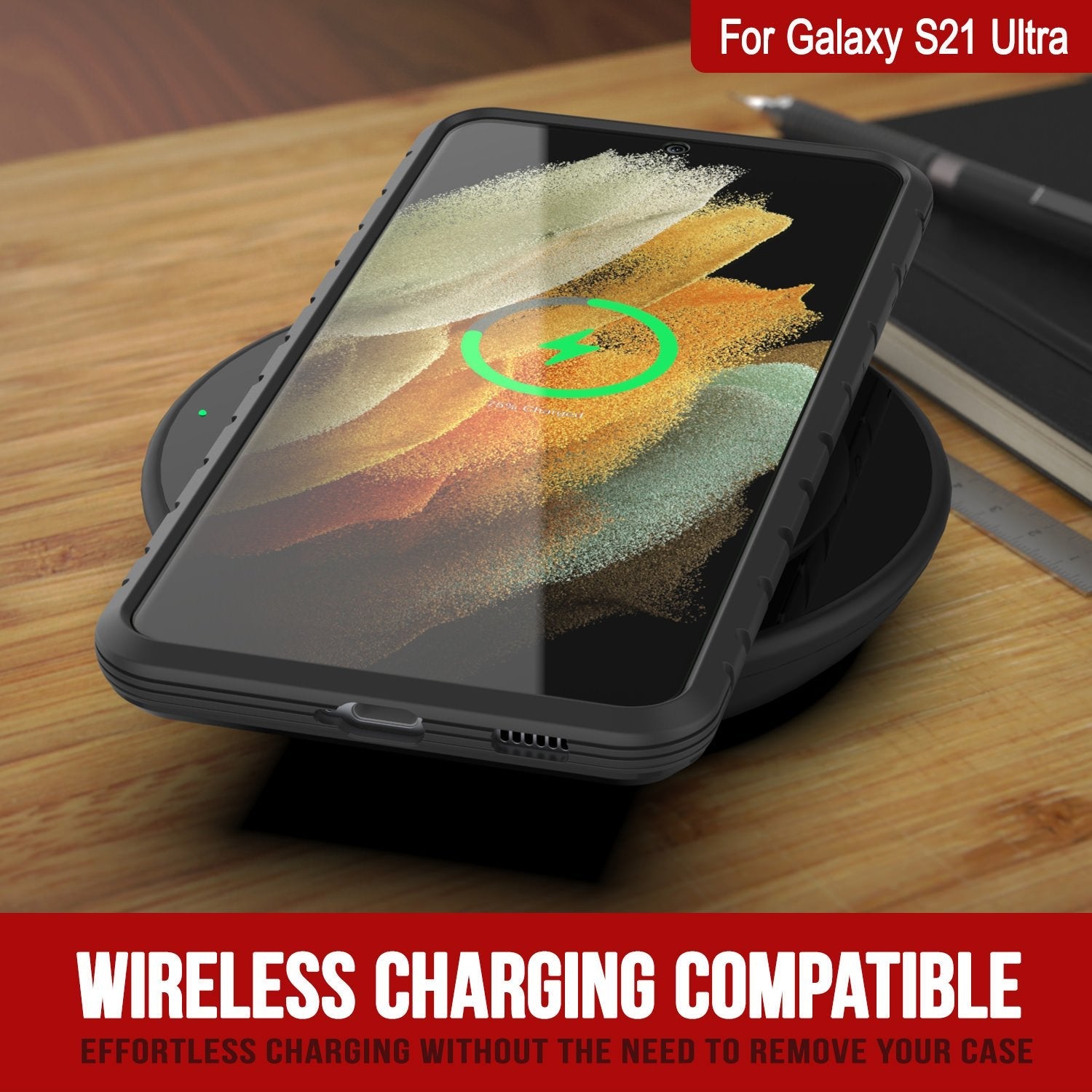 Punkcase S21 Ultra ravenger Case Protective Military Grade Multilayer Cover [Red]