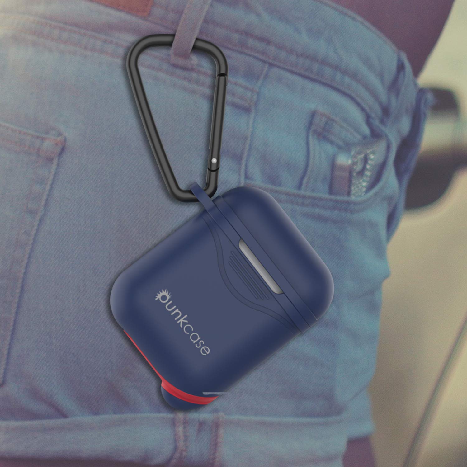 Punkcase Airpod Case with Keychain (Navy-Blue)
