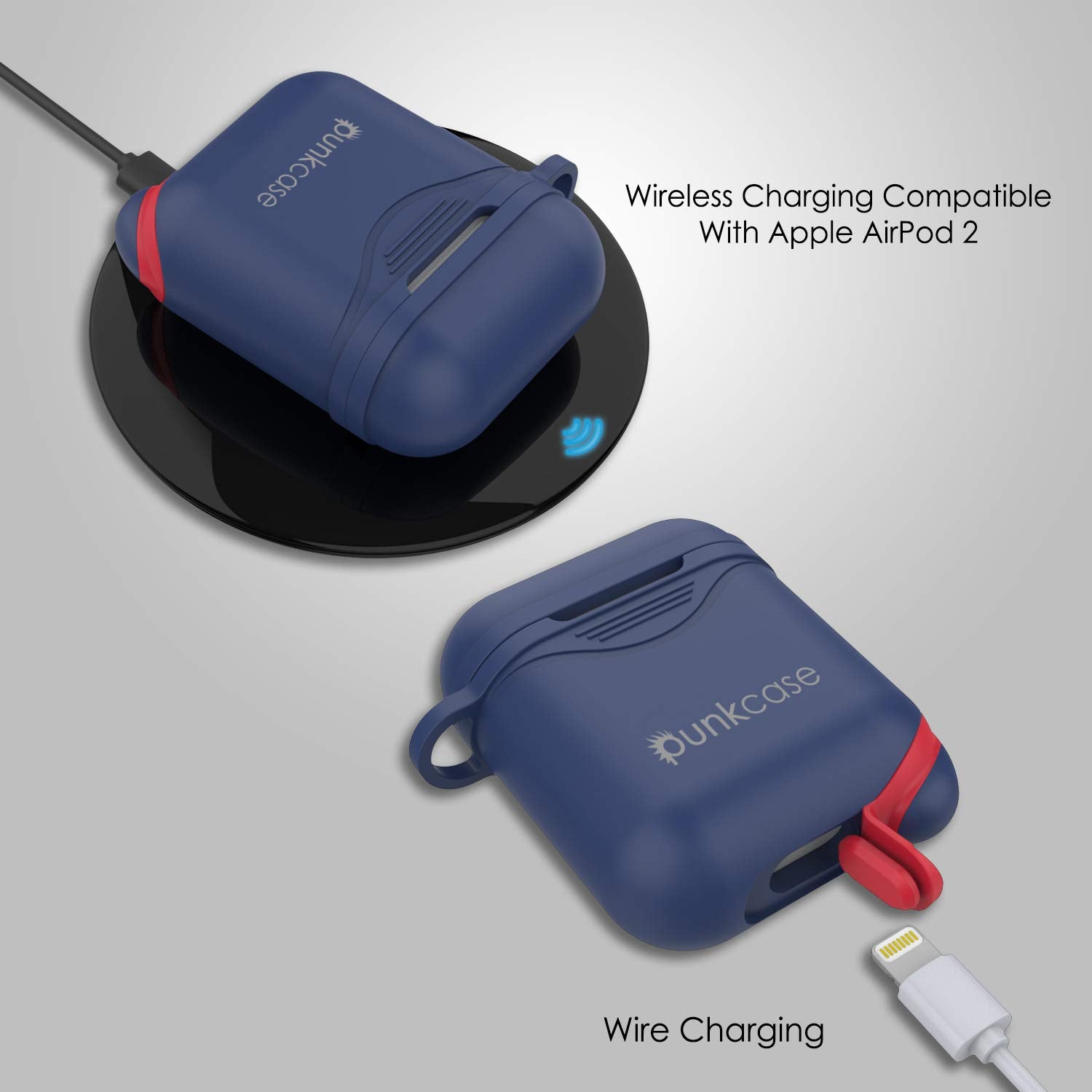 Punkcase Airpod Case with Keychain (Navy-Blue)