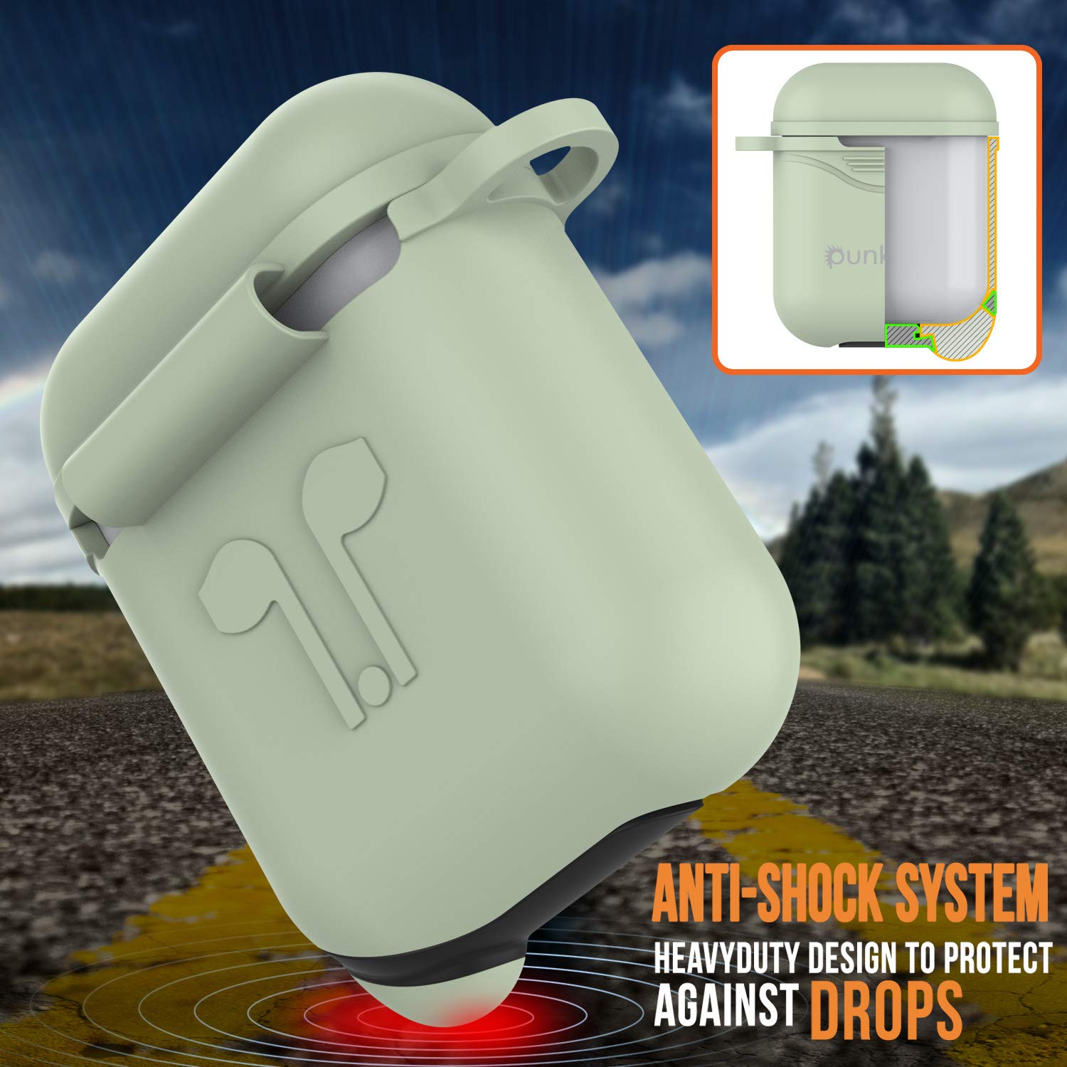 Punkcase Airpod Case with Keychain (Mint-Green)