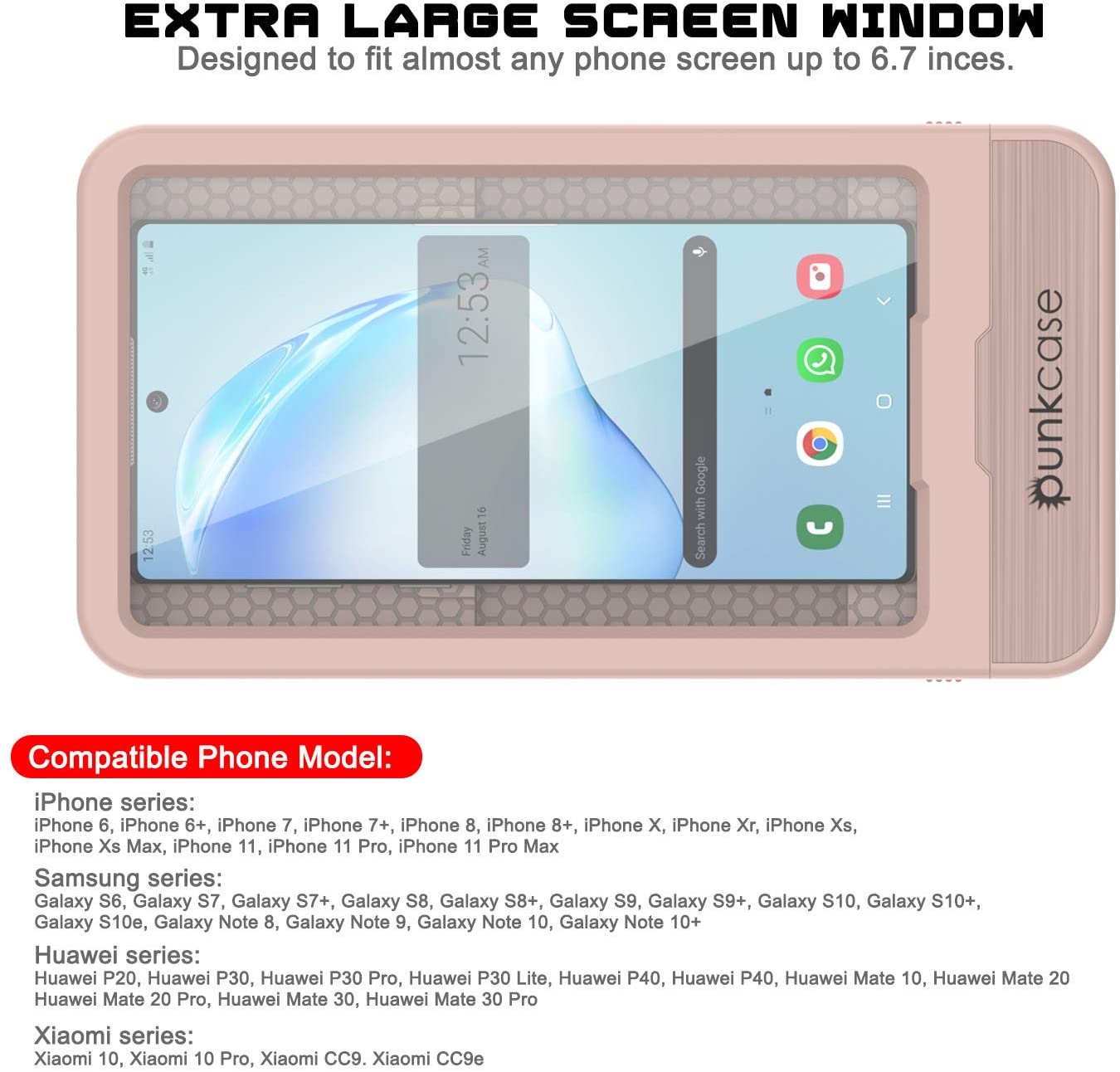 PunkCase Bathroom Phone Holder | Universal Waterproof Shower Case W/Full Touch Screen Control [Pink]