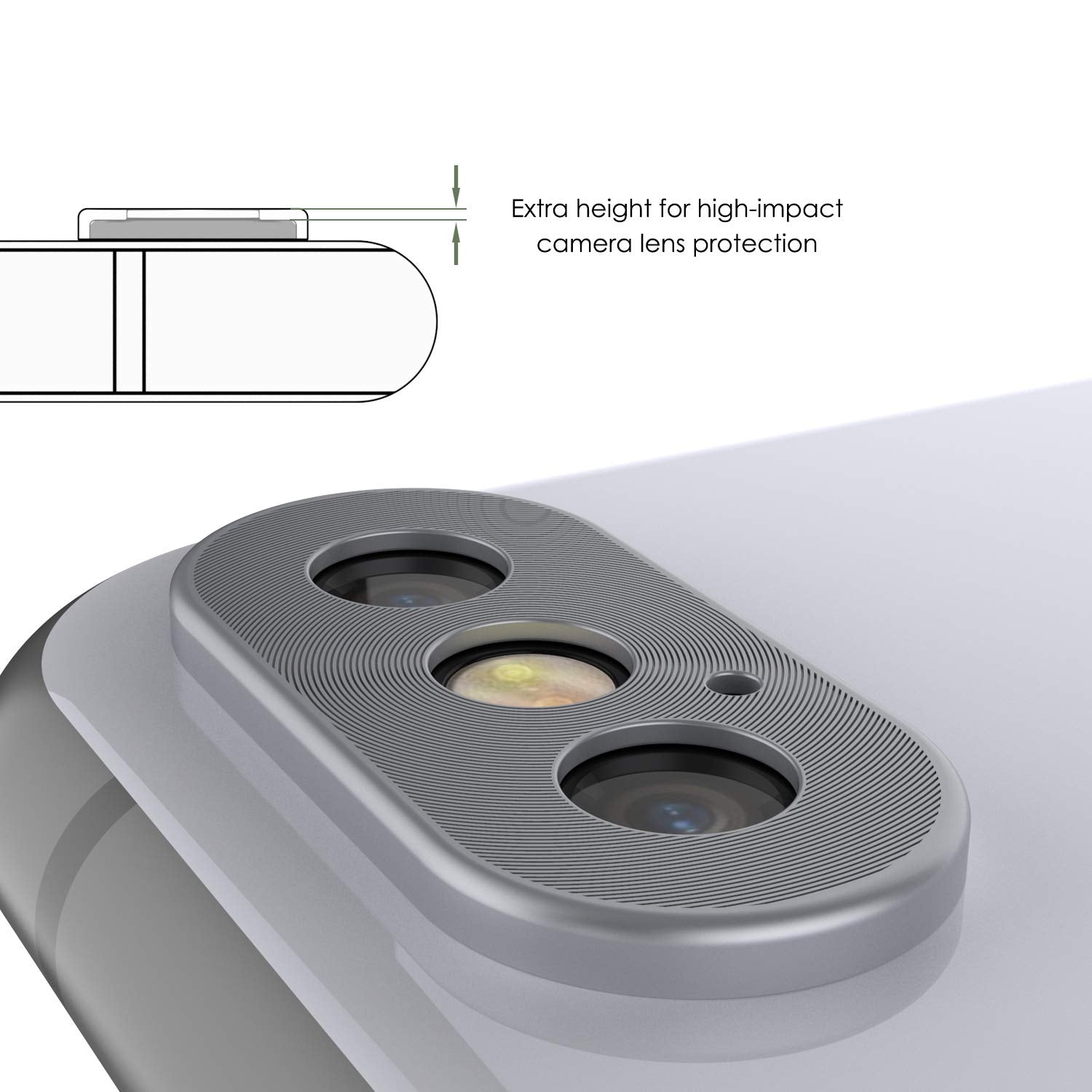 Punkcase iPhone XS Max Camera Protector Ring [Silver]