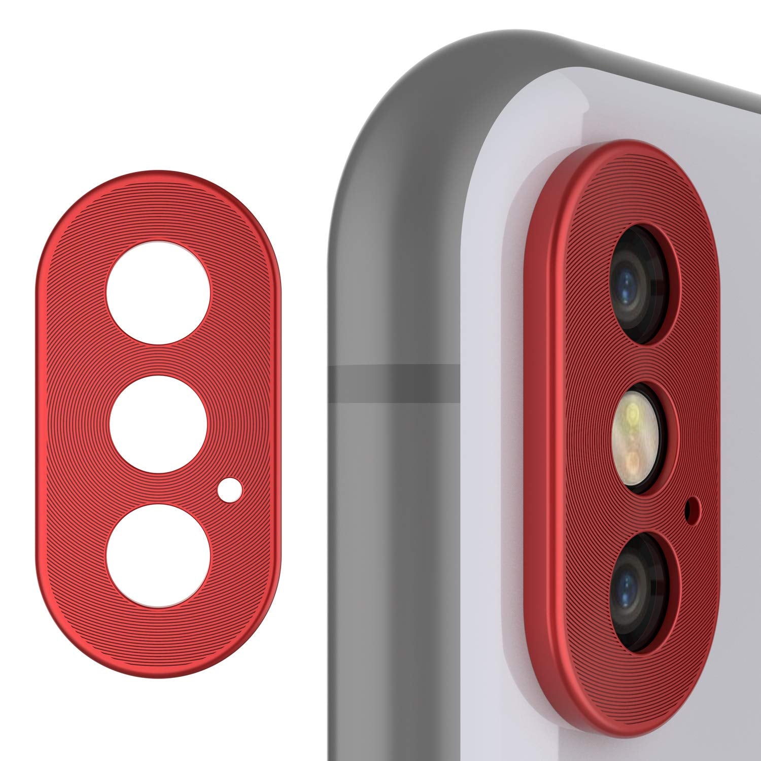 Punkcase iPhone XS Max Camera Protector Ring [Red]