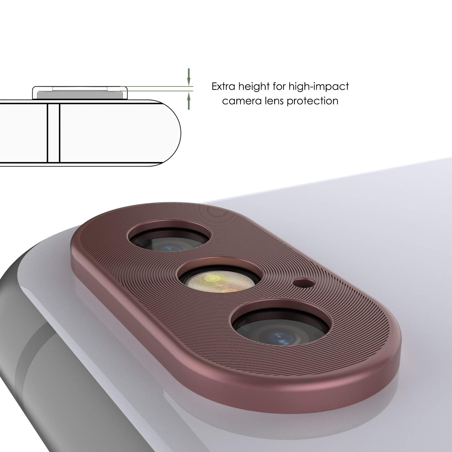 Punkcase iPhone XS Camera Protector Ring [Rose-Gold]