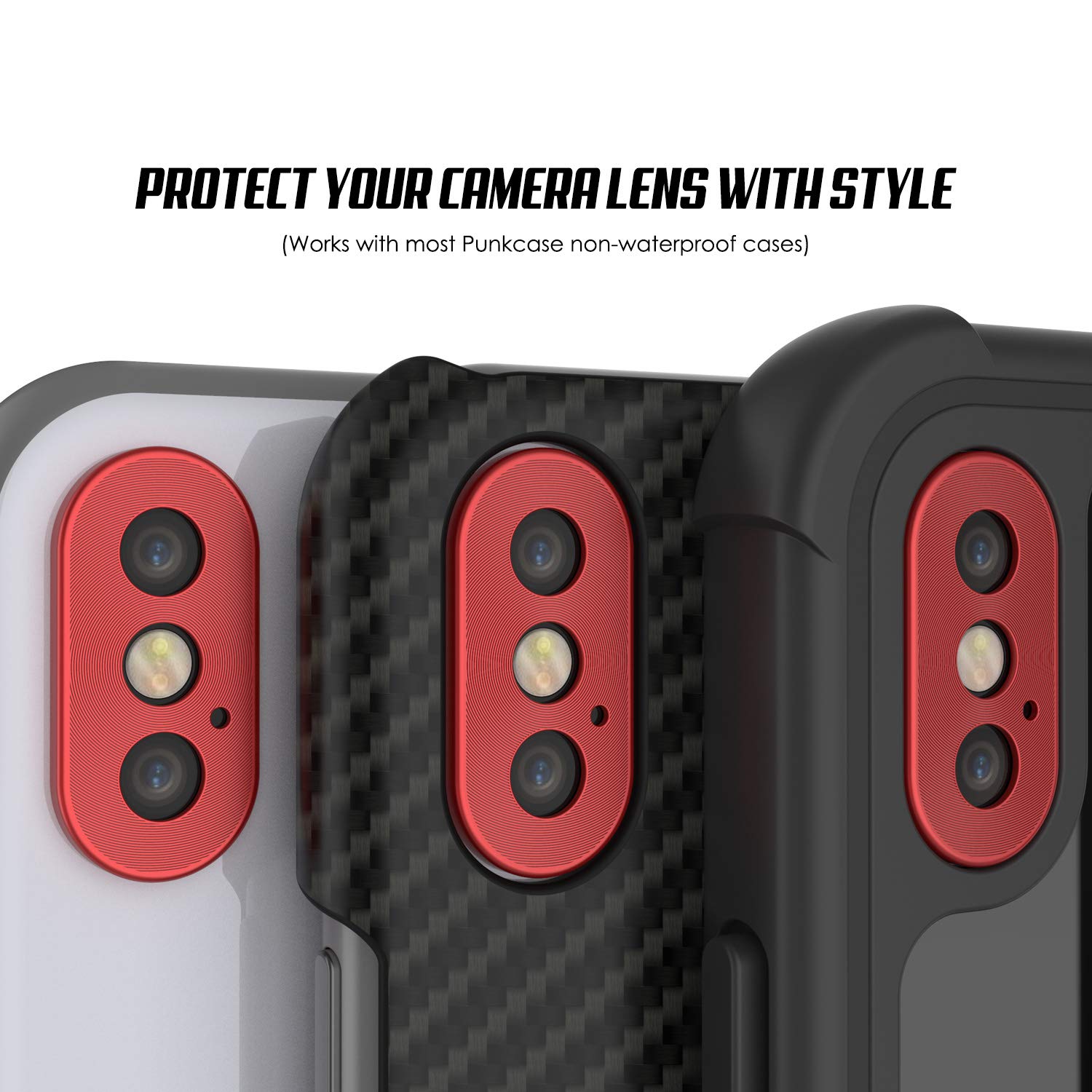 Punkcase iPhone XS Max Camera Protector Ring [Red]