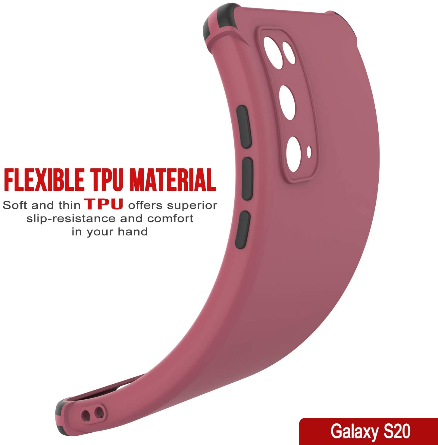 Punkcase Protective & Lightweight TPU Case [Sunshine Series] for Galaxy S20 [Rose]