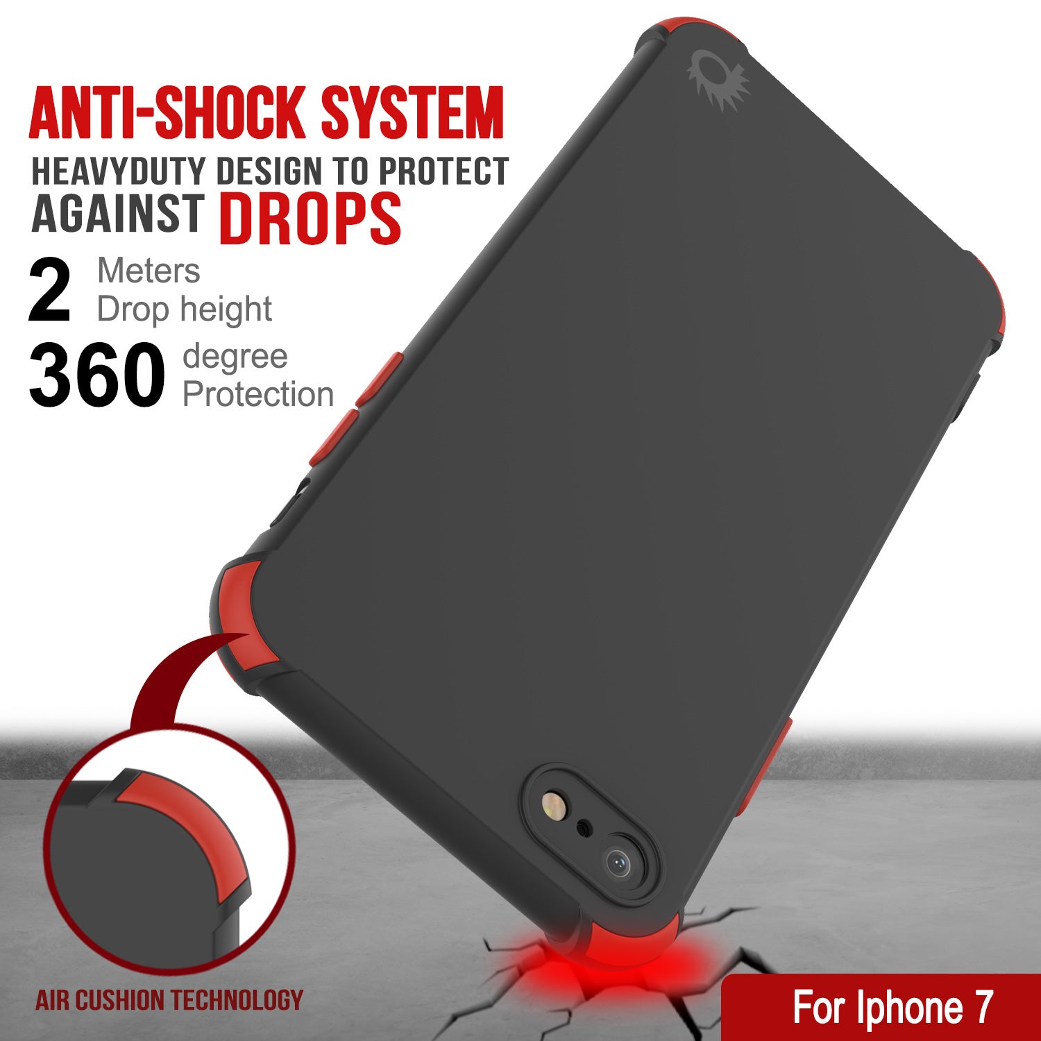 Punkcase Protective & Lightweight TPU Case [Sunshine Series] for iPhone 7 [Black]