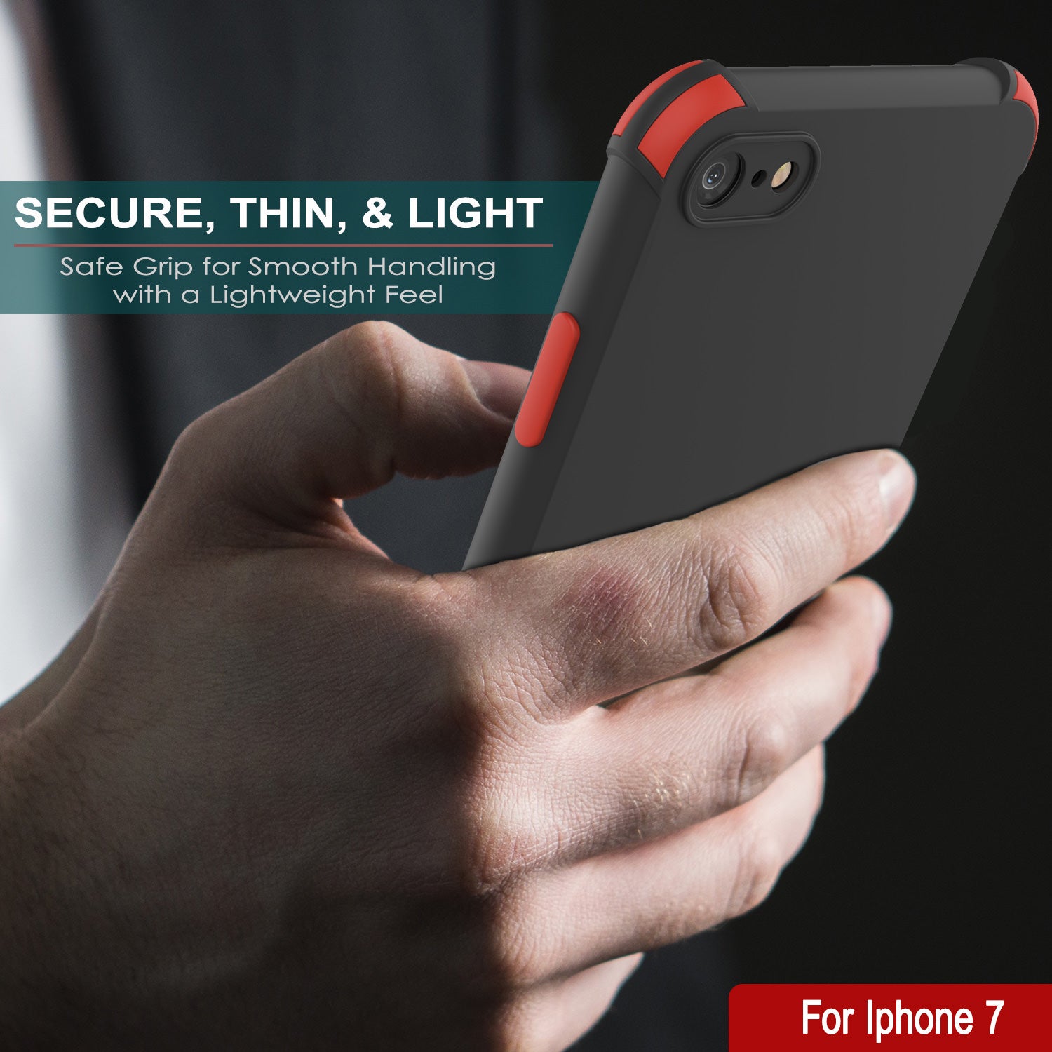 Punkcase Protective & Lightweight TPU Case [Sunshine Series] for iPhone 7 [Black]