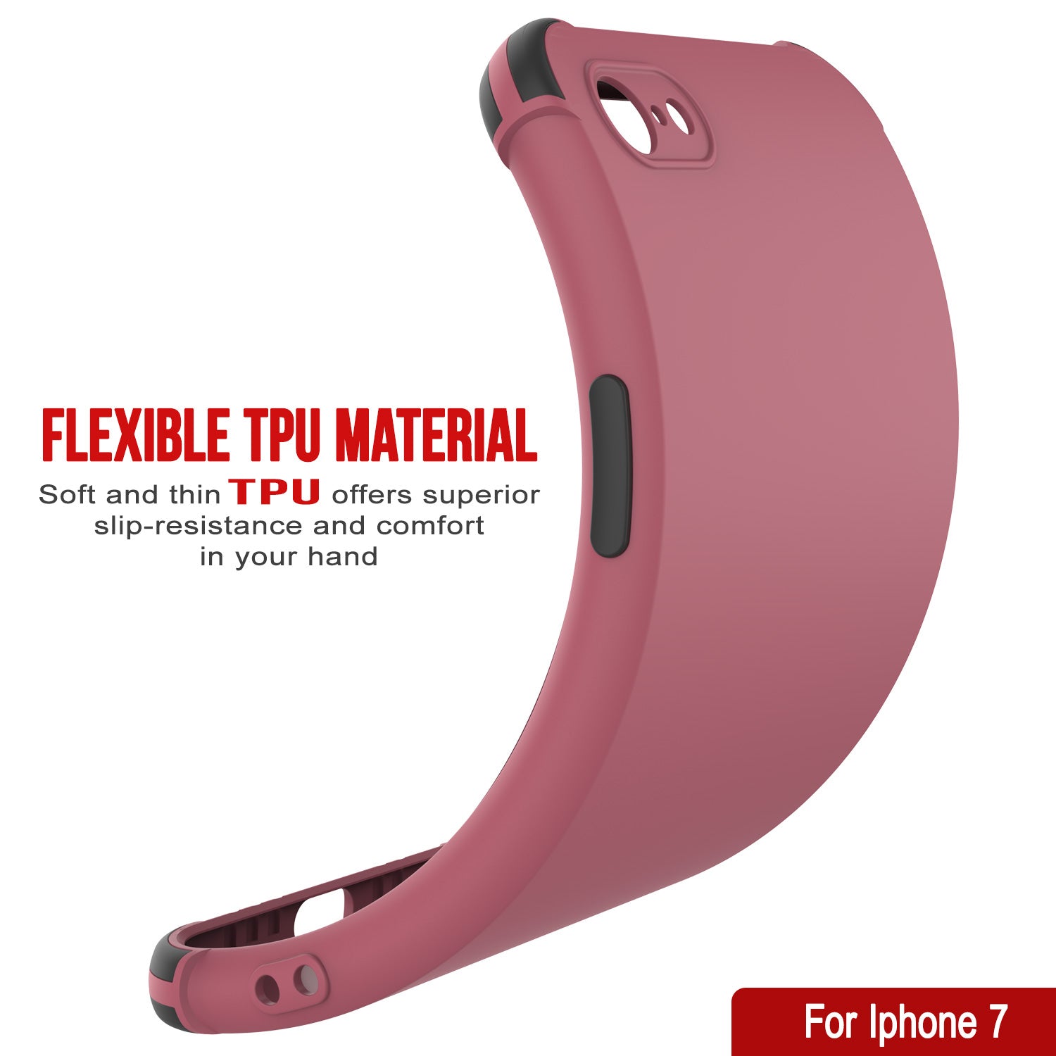 Punkcase Protective & Lightweight TPU Case [Sunshine Series] for iPhone 7 [Rose]