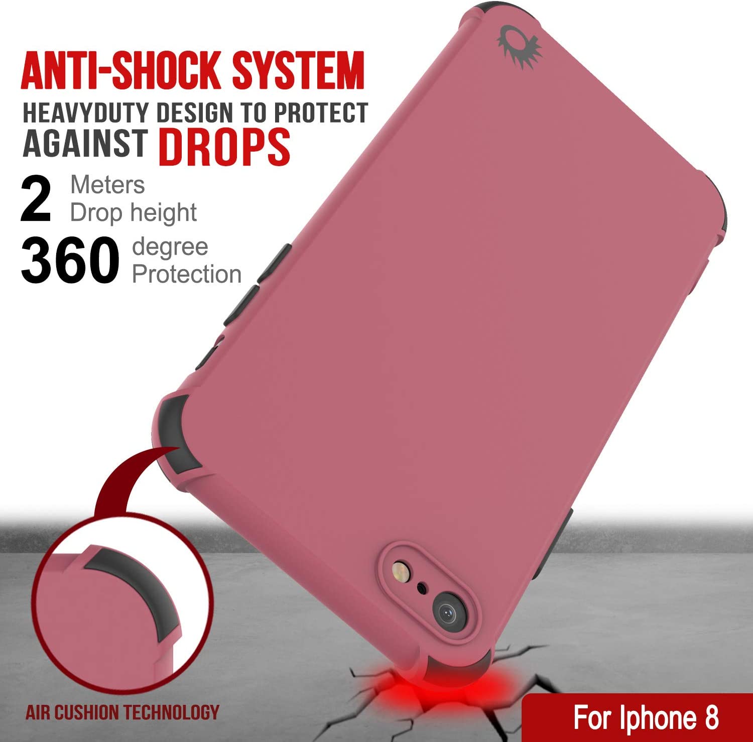 Punkcase Protective & Lightweight TPU Case [Sunshine Series] for iPhone 8 [Rose]