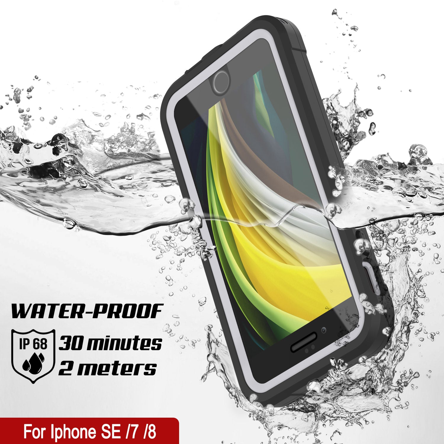 iPhone 7 Waterproof IP68 Case, Punkcase [white]  [Maximus Series] [Slim Fit] [IP68 Certified] [Shockresistant] Clear Armor Cover with Screen Protector | Ultimate Protection