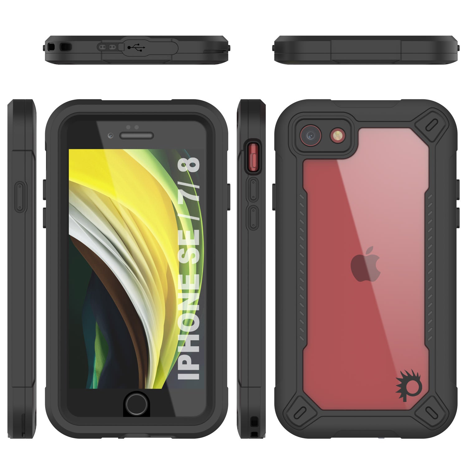 iPhone 8 Waterproof IP68 Case, Punkcase [Black]  [Maximus Series] [Slim Fit] [IP68 Certified] [Shockresistant] Clear Armor Cover with Screen Protector | Ultimate Protection