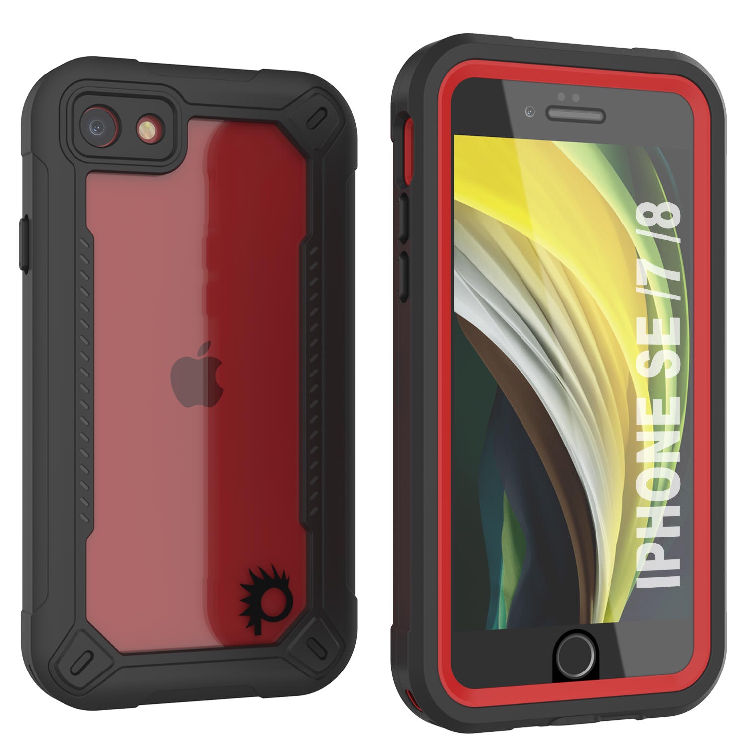 iPhone 8 Waterproof IP68 Case, Punkcase [red]  [Maximus Series] [Slim Fit] [IP68 Certified] [Shockresistant] Clear Armor Cover with Screen Protector | Ultimate Protection