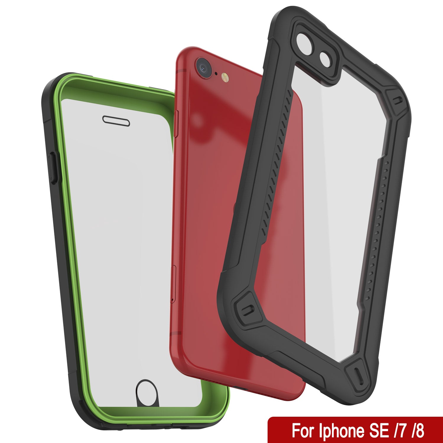iPhone SE (4.7") Waterproof IP68 Case, Punkcase [Green]  [Maximus Series] [Slim Fit] [IP68 Certified] [Shockresistant] Clear Armor Cover with Screen Protector | Ultimate Protection