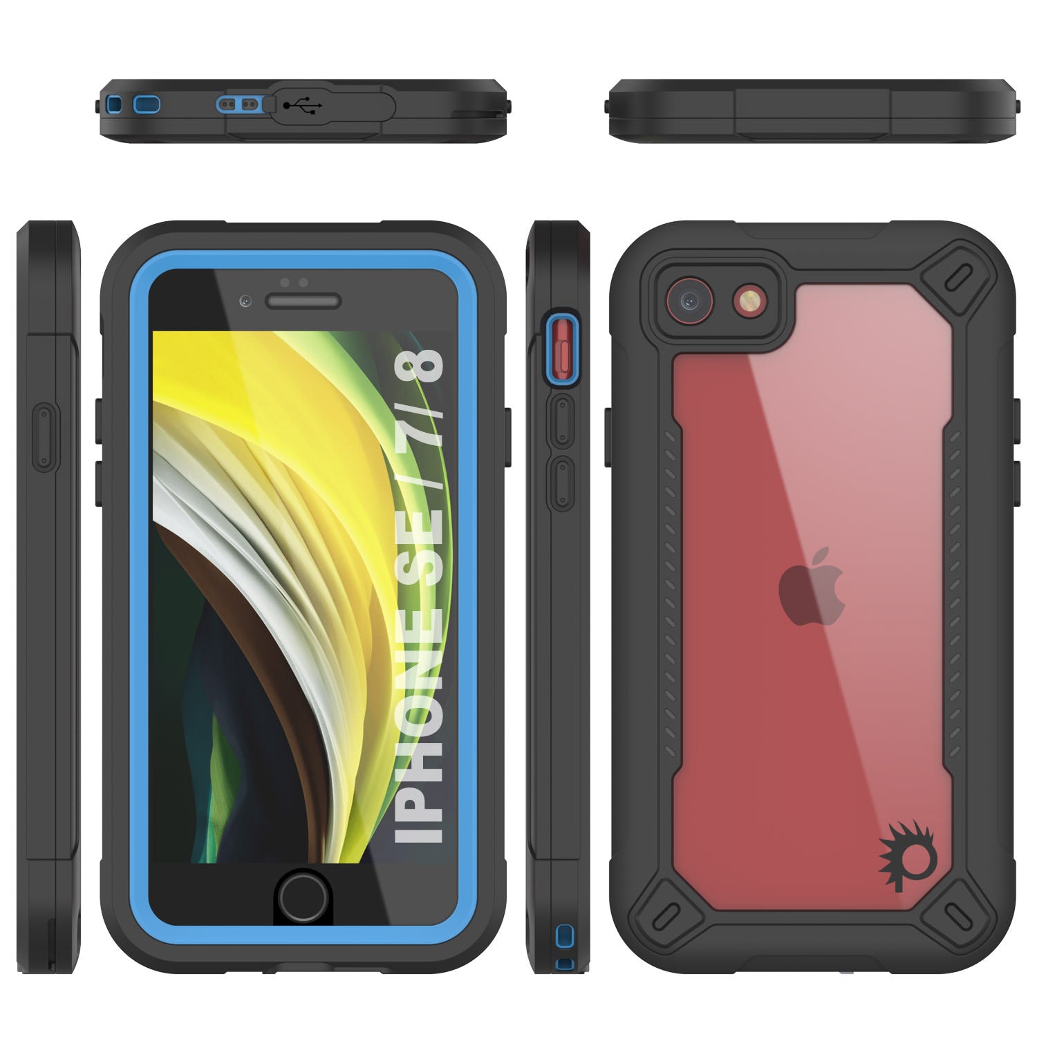 iPhone SE (4.7") Waterproof IP68 Case, Punkcase [Blue]  [Maximus Series] [Slim Fit] [IP68 Certified] [Shockresistant] Clear Armor Cover with Screen Protector | Ultimate Protection