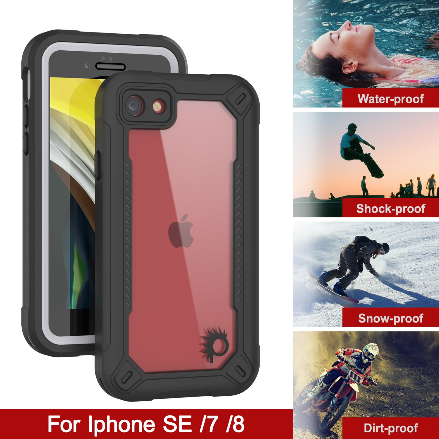 iPhone SE (4.7") Waterproof IP68 Case, Punkcase [white]  [Maximus Series] [Slim Fit] [IP68 Certified] [Shockresistant] Clear Armor Cover with Screen Protector | Ultimate Protection