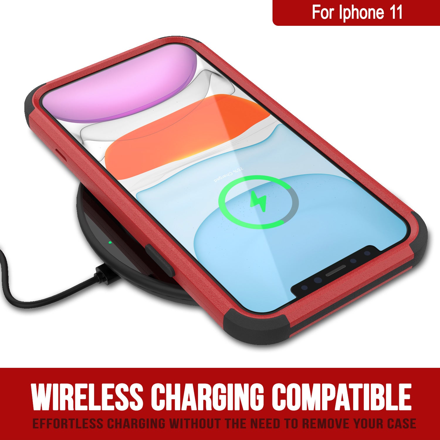 Punkcase for iPhone 11 Belt Clip Multilayer Holster Case [Patron Series] [Red-Black]