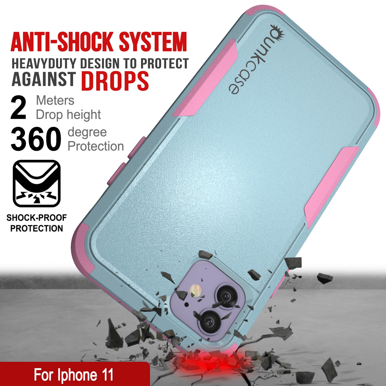 Punkcase for iPhone 11 Belt Clip Multilayer Holster Case [Patron Series] [Mint-Pink]