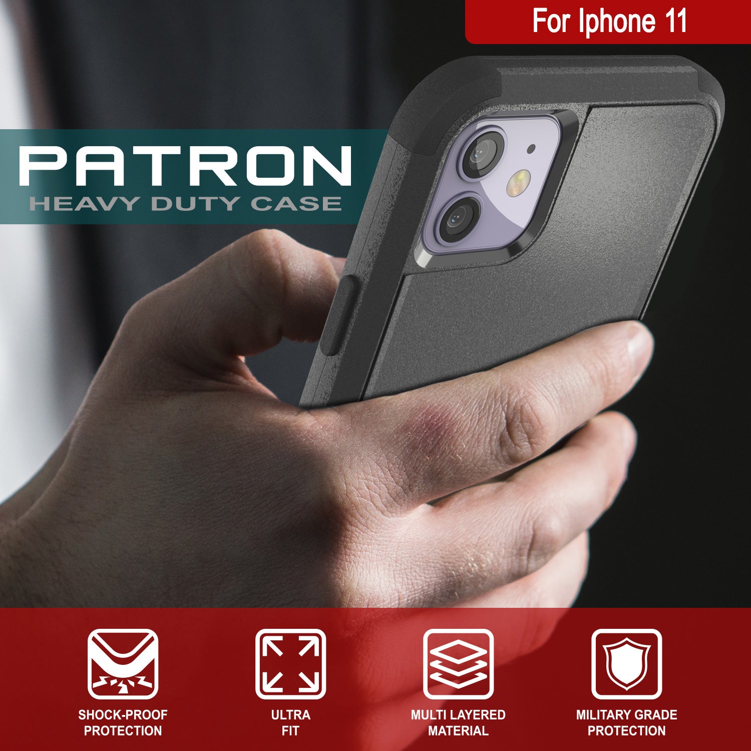 Punkcase for iPhone 11 Belt Clip Multilayer Holster Case [Patron Series] [Black]