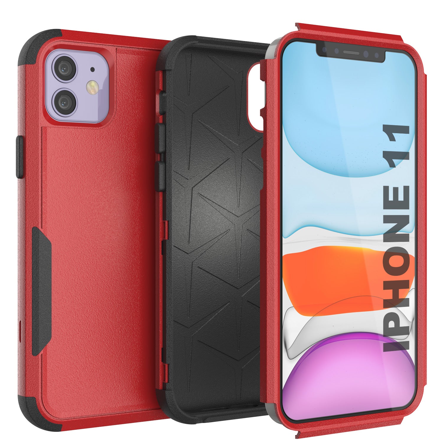 Punkcase for iPhone 11 Belt Clip Multilayer Holster Case [Patron Series] [Red-Black]