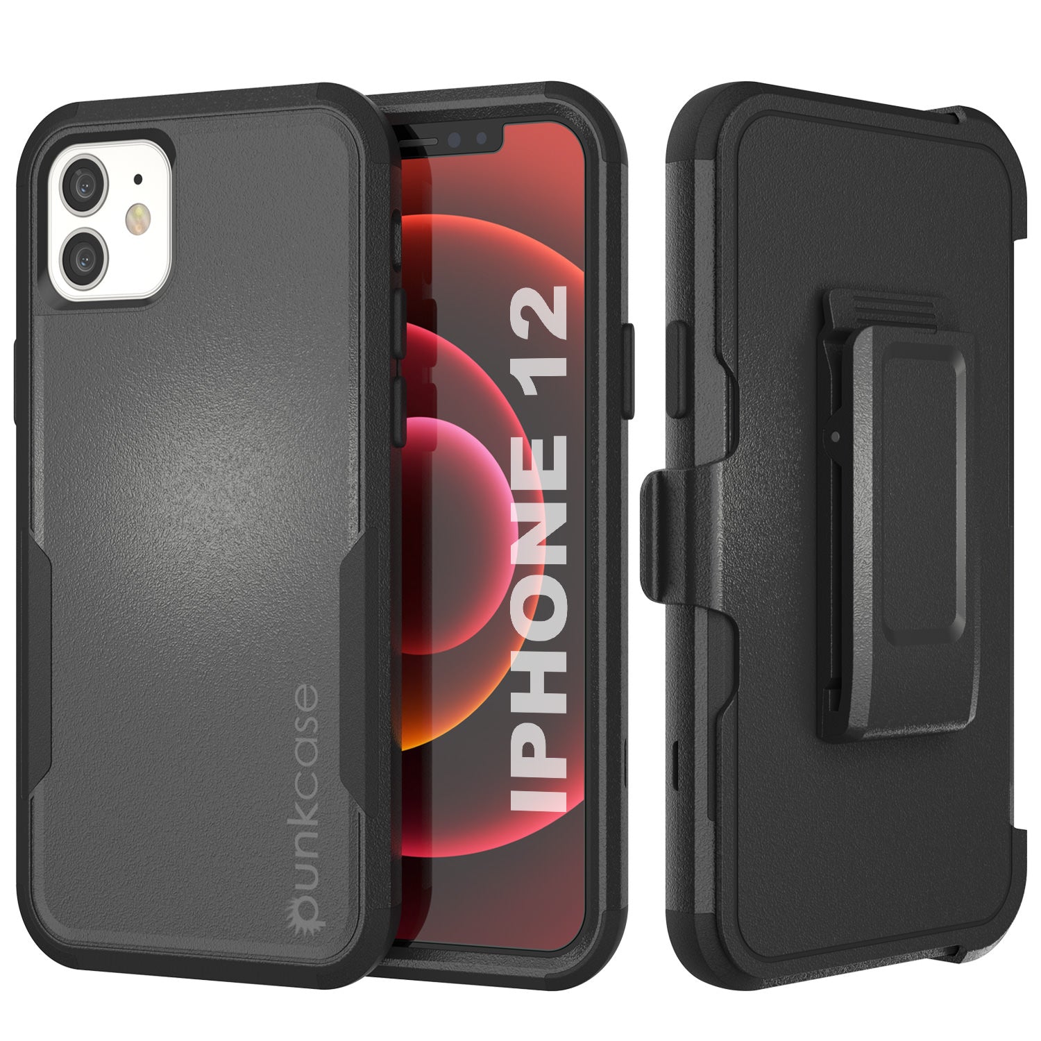 Punkcase for iPhone 12 Belt Clip Multilayer Holster Case [Patron Series] [Black]