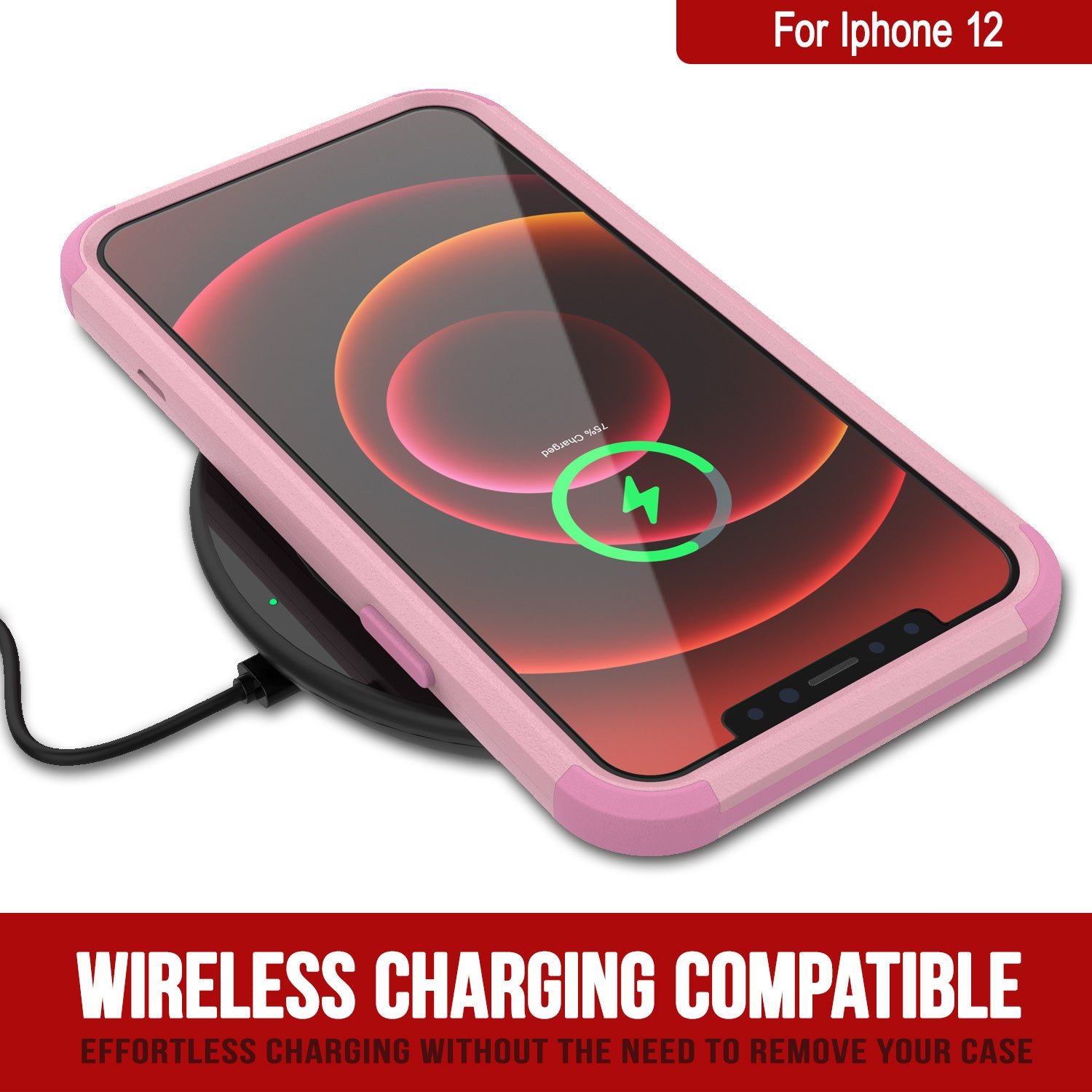 Punkcase for iPhone 12 Belt Clip Multilayer Holster Case [Patron Series] [Pink]