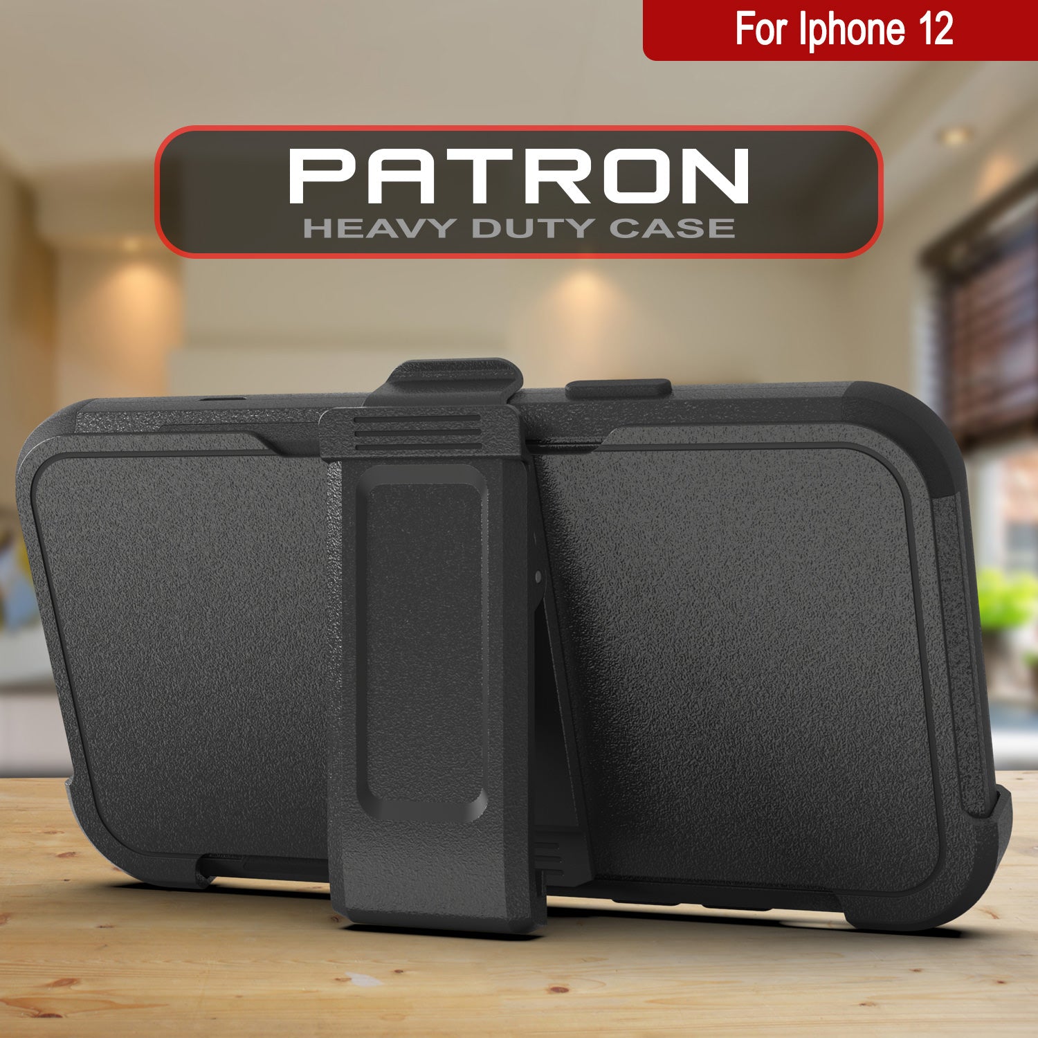 Punkcase for iPhone 12 Belt Clip Multilayer Holster Case [Patron Series] [Black]
