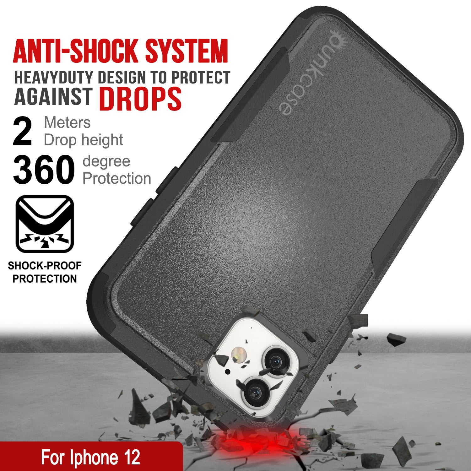 Punkcase for iPhone 12 Belt Clip Multilayer Holster Case [Patron Series] [Black]