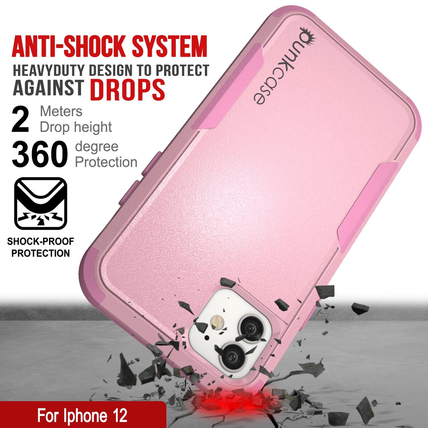 Punkcase for iPhone 12 Belt Clip Multilayer Holster Case [Patron Series] [Pink]