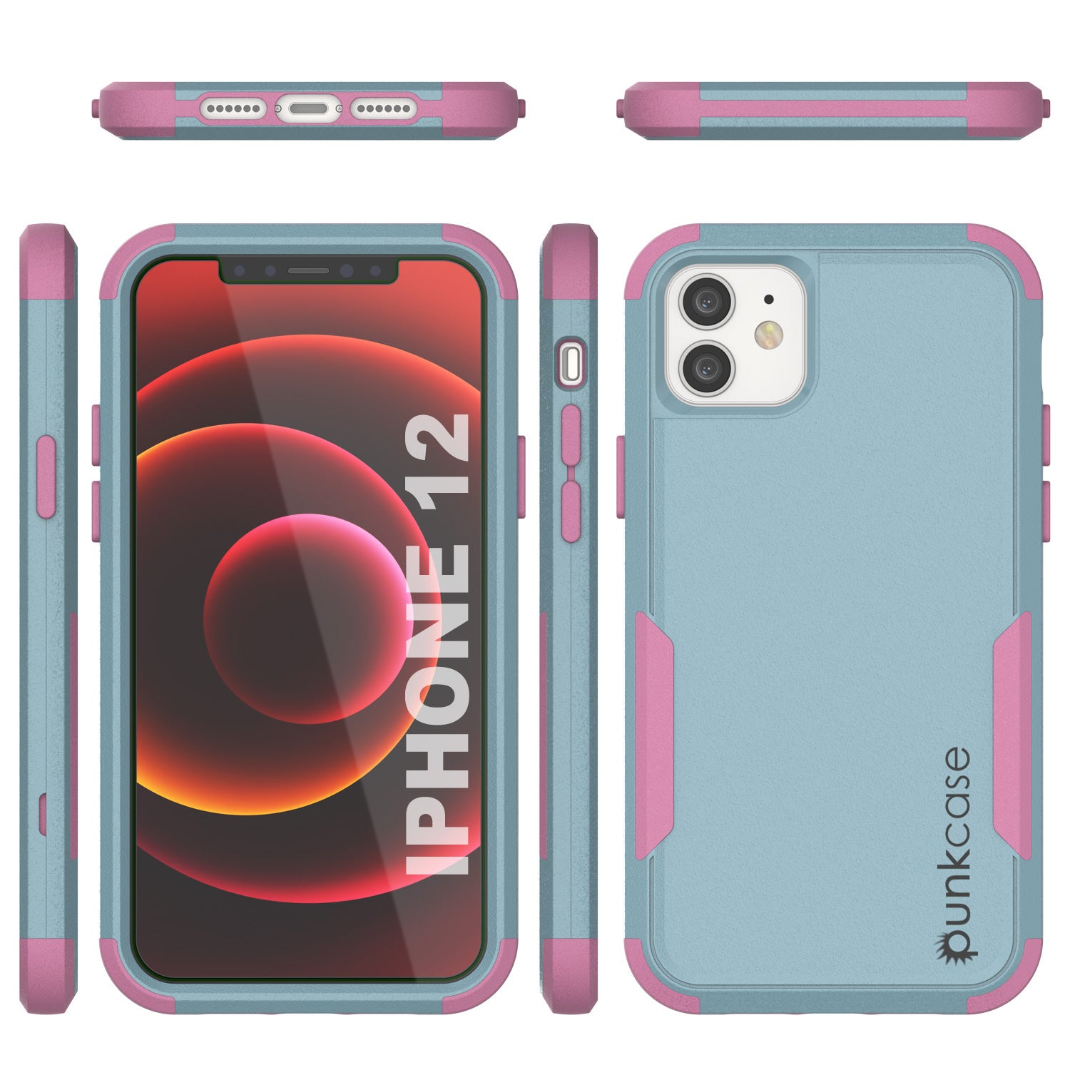 Punkcase for iPhone 12 Belt Clip Multilayer Holster Case [Patron Series] [Mint-Pink]