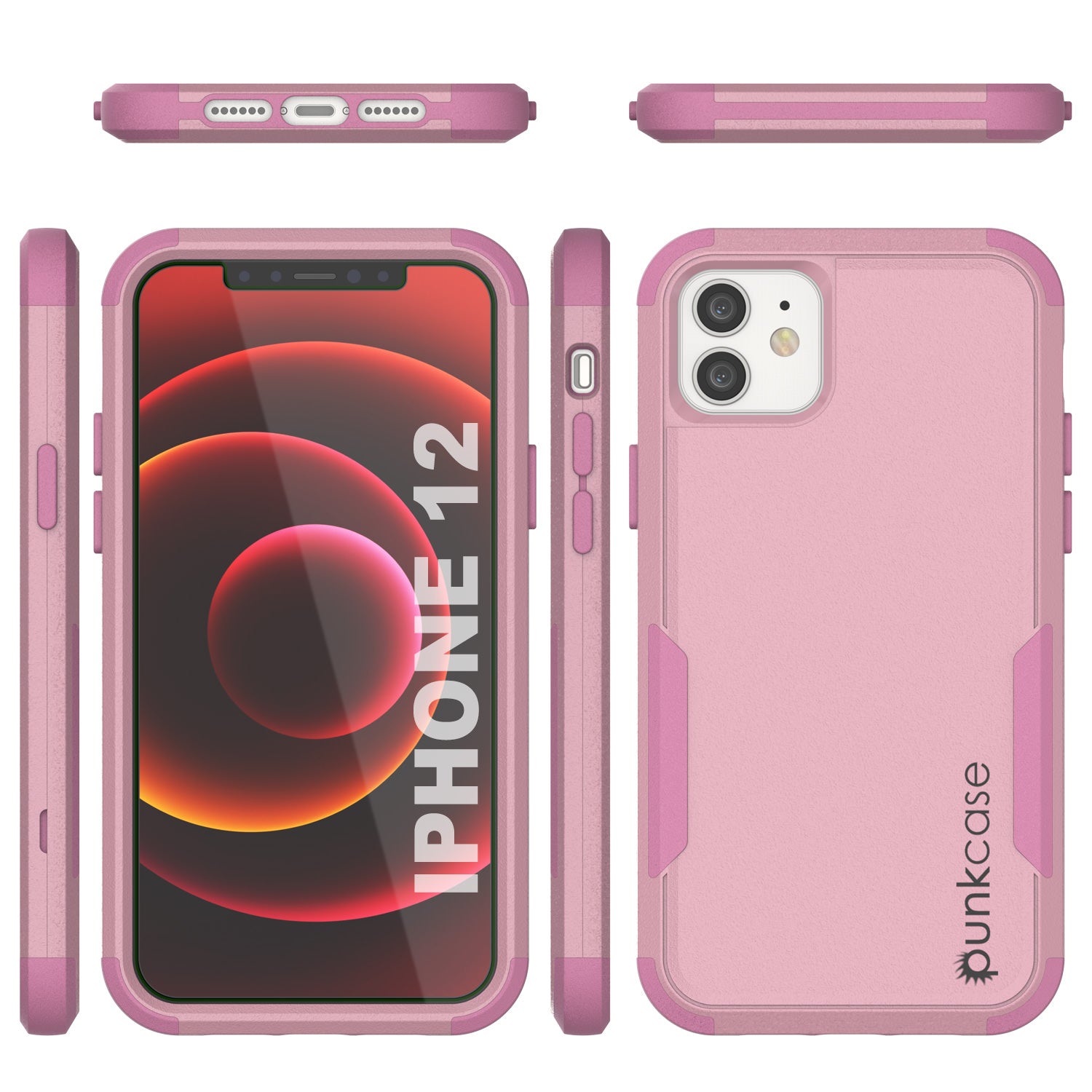 Punkcase for iPhone 12 Belt Clip Multilayer Holster Case [Patron Series] [Pink]