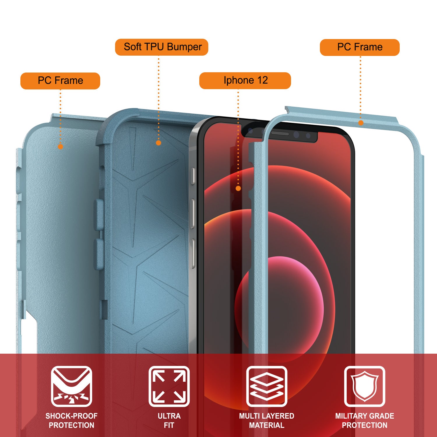 Punkcase for iPhone 12 Belt Clip Multilayer Holster Case [Patron Series] [Mint]