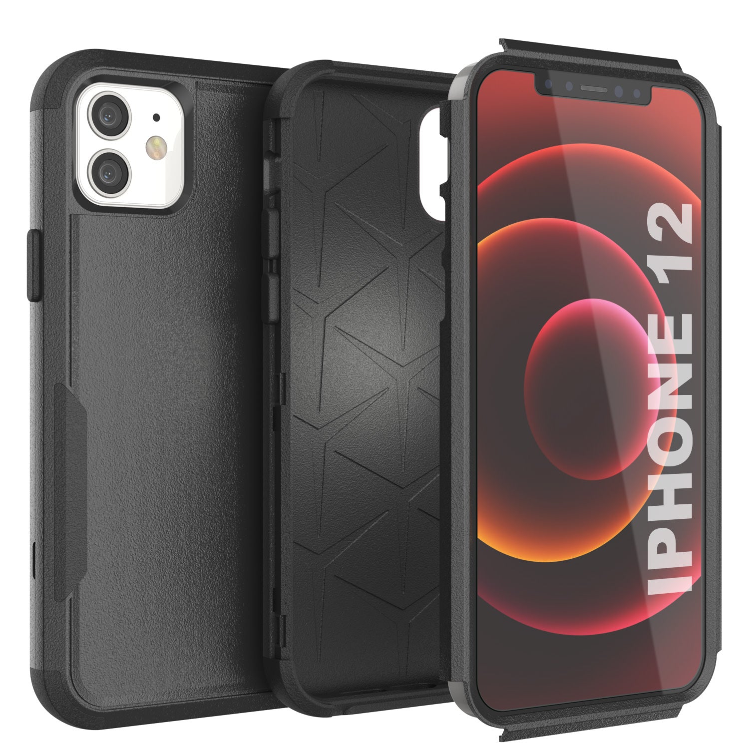 Punkcase for iPhone 12 Belt Clip Multilayer Holster Case [Patron Series] [Black]