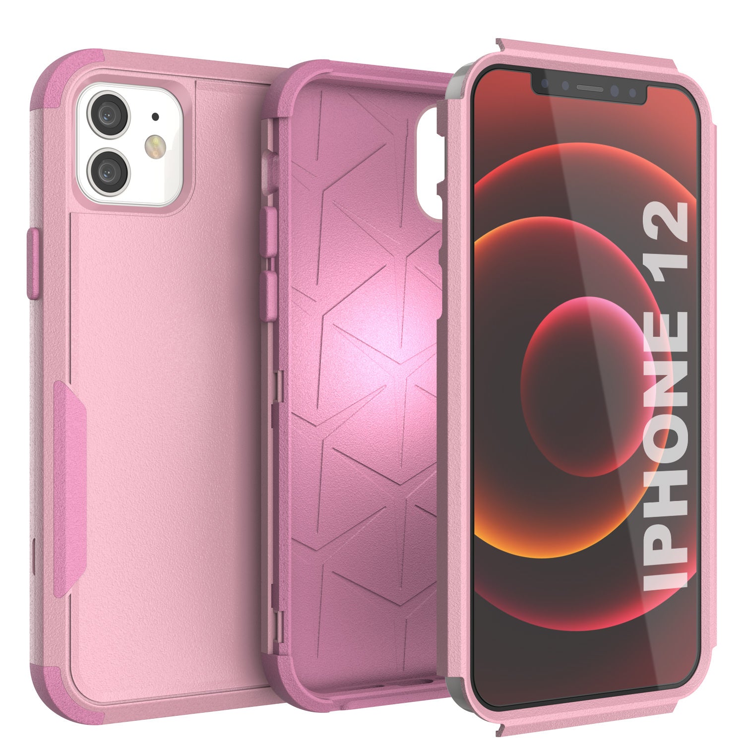 Punkcase for iPhone 12 Belt Clip Multilayer Holster Case [Patron Series] [Pink]