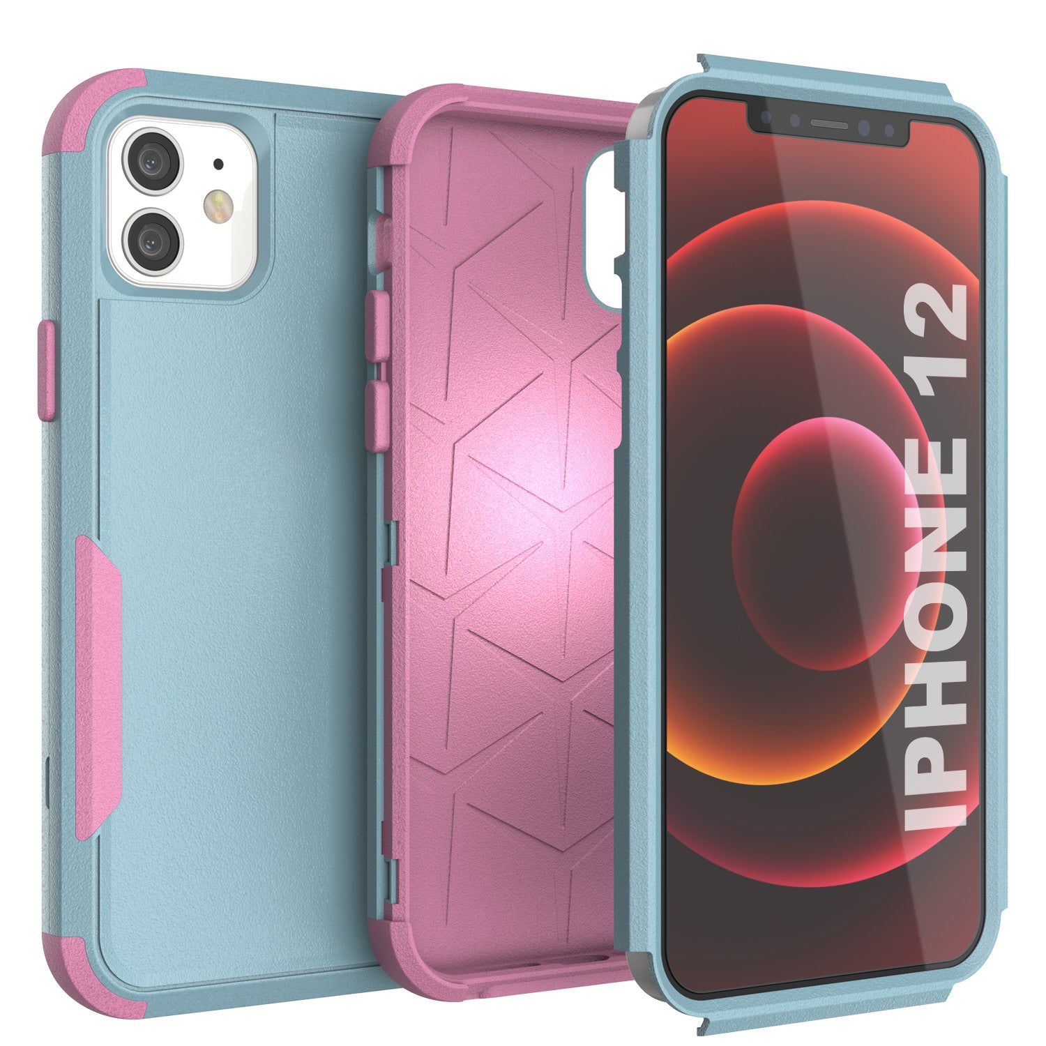 Punkcase for iPhone 12 Belt Clip Multilayer Holster Case [Patron Series] [Mint-Pink]