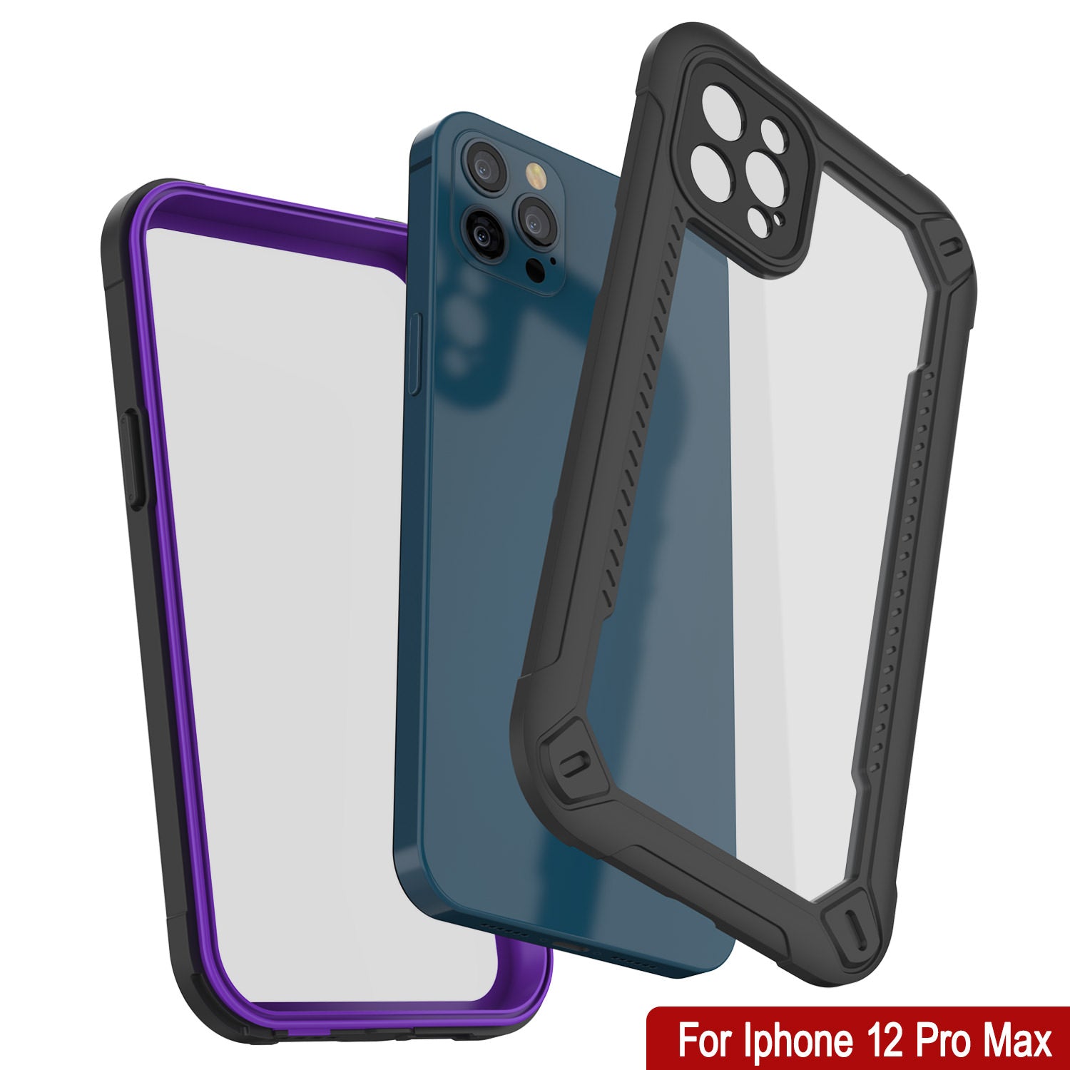 iPhone 12 Pro Max Waterproof IP68 Case, Punkcase [Purple]  [Maximus Series] [Slim Fit] [IP68 Certified] [Shockresistant] Clear Armor Cover with Screen Protector | Ultimate Protection