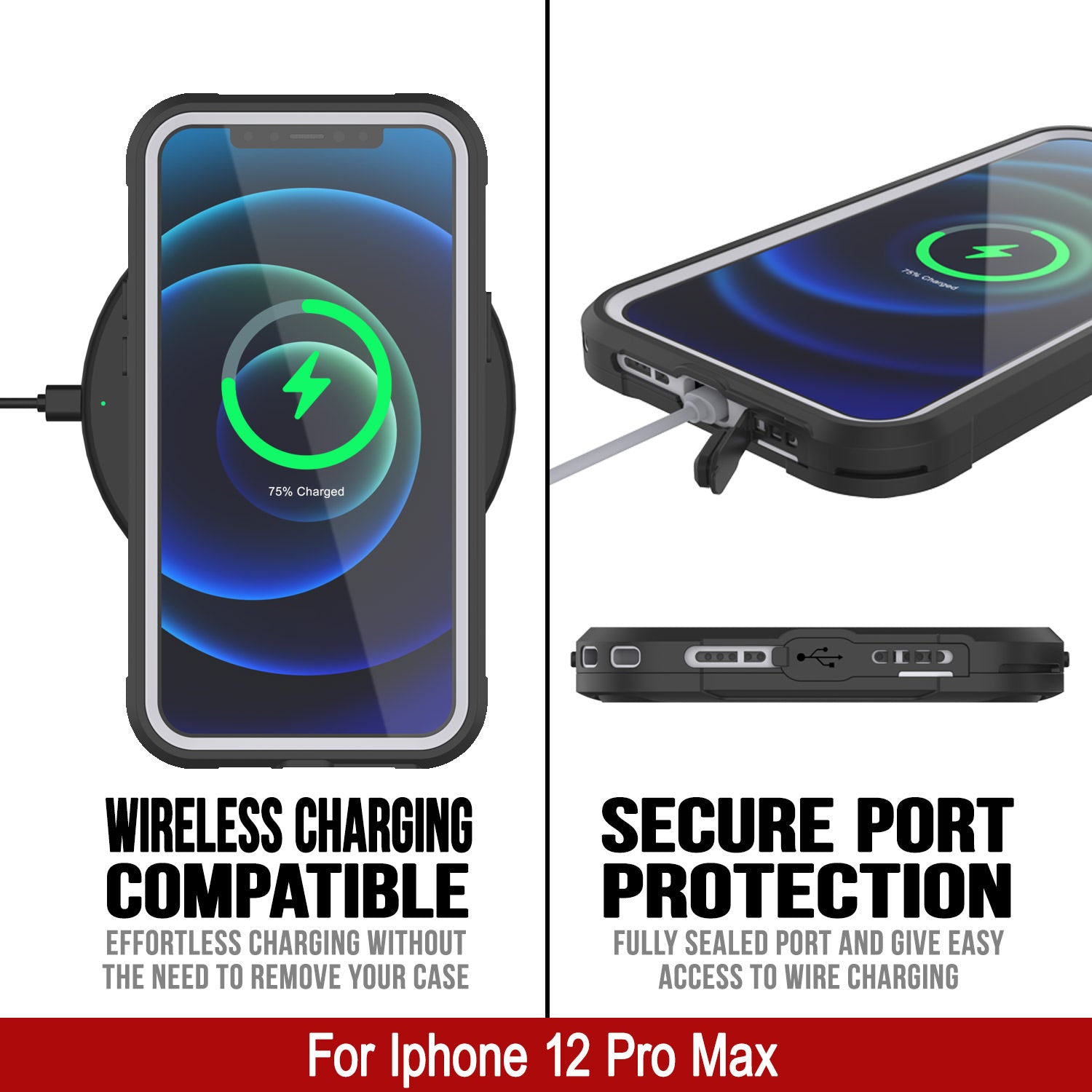 iPhone 12 Pro Max Waterproof IP68 Case, Punkcase [white]  [Maximus Series] [Slim Fit] [IP68 Certified] [Shockresistant] Clear Armor Cover with Screen Protector | Ultimate Protection