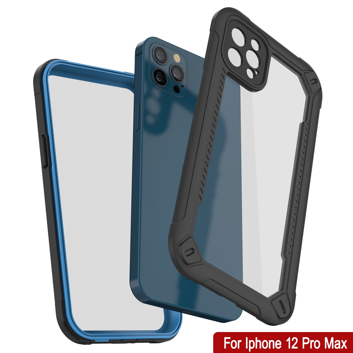 iPhone 12 Pro Max Waterproof IP68 Case, Punkcase [Blue]  [Maximus Series] [Slim Fit] [IP68 Certified] [Shockresistant] Clear Armor Cover with Screen Protector | Ultimate Protection