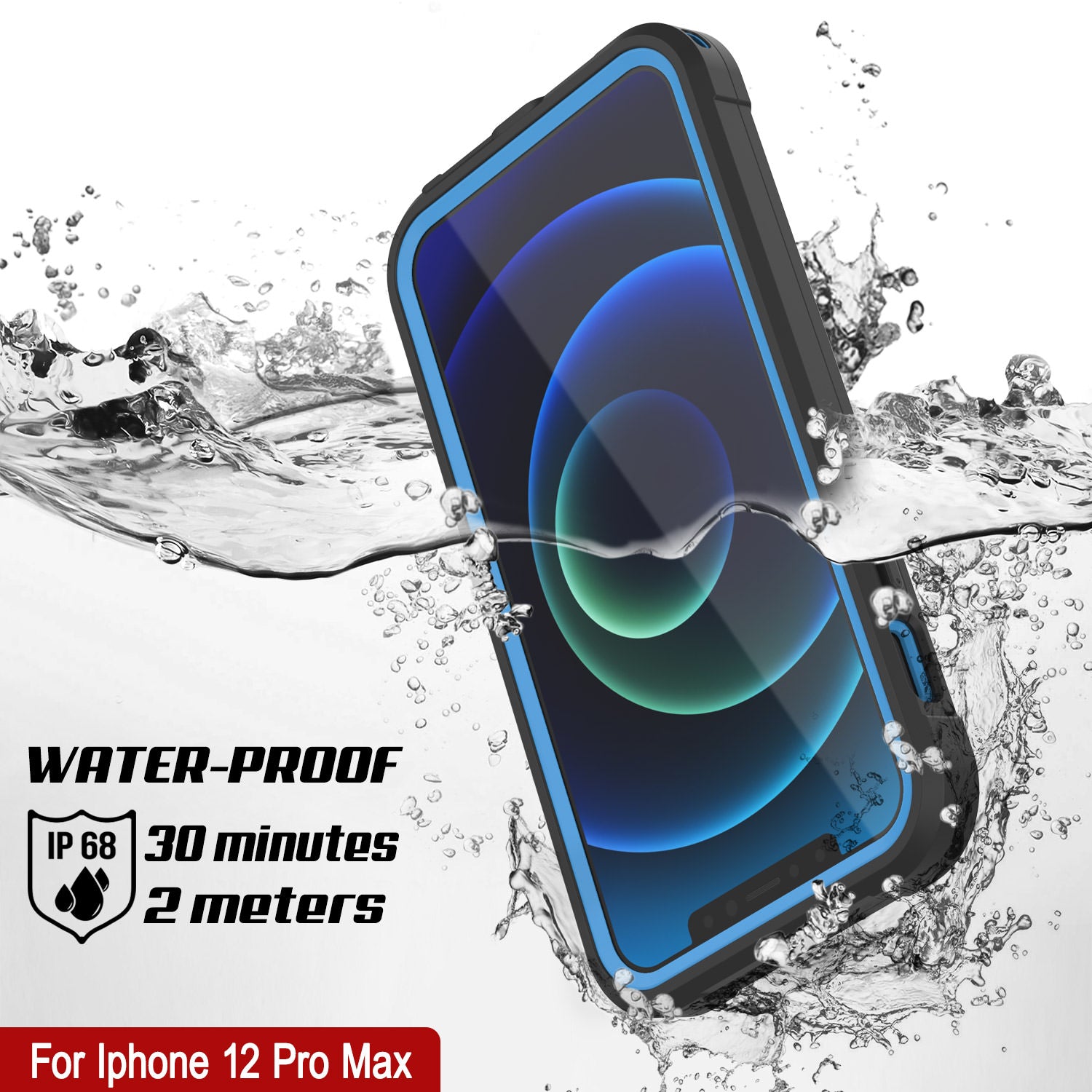 iPhone 12 Pro Max Waterproof IP68 Case, Punkcase [Blue]  [Maximus Series] [Slim Fit] [IP68 Certified] [Shockresistant] Clear Armor Cover with Screen Protector | Ultimate Protection