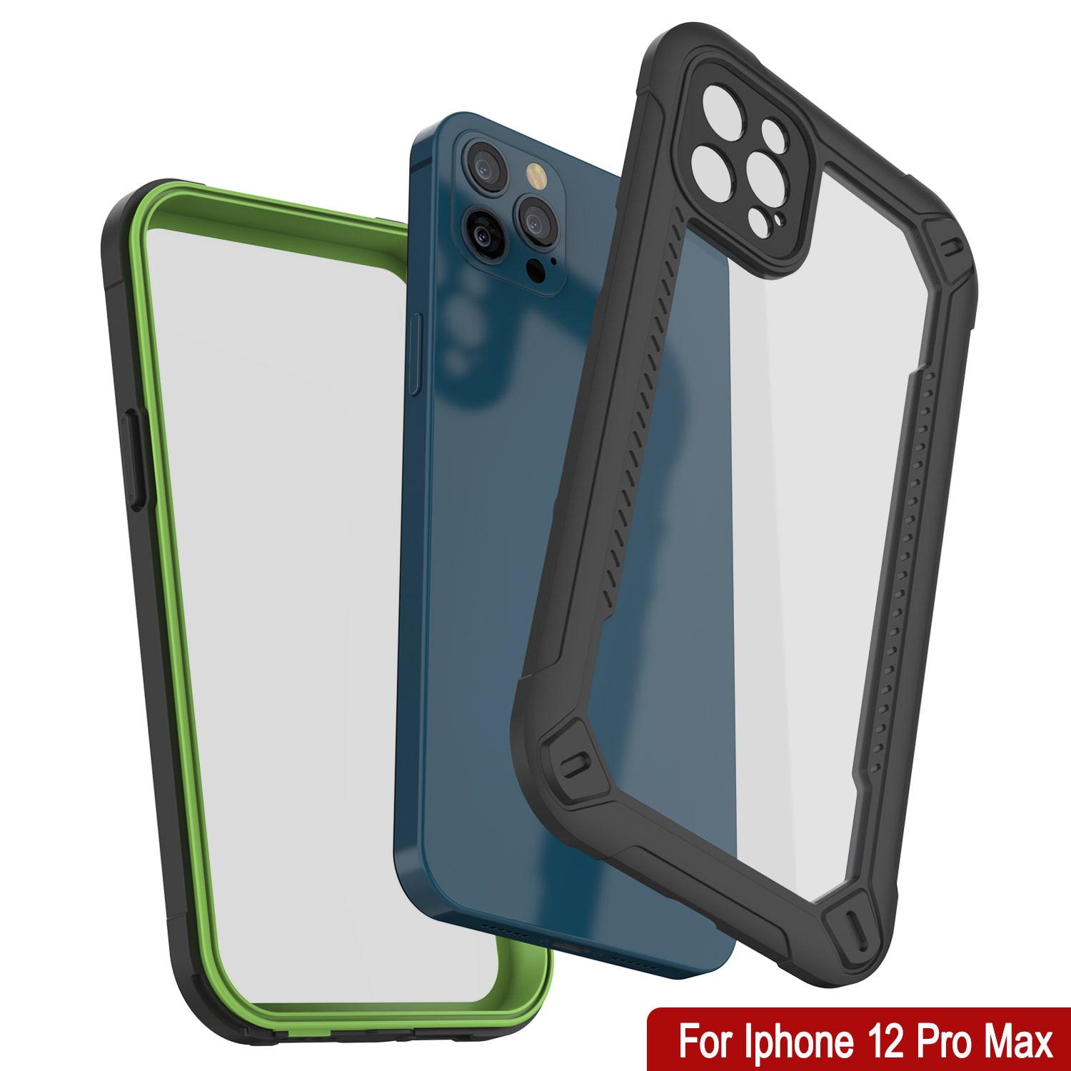 iPhone 12 Pro Max Waterproof IP68 Case, Punkcase [Green]  [Maximus Series] [Slim Fit] [IP68 Certified] [Shockresistant] Clear Armor Cover with Screen Protector | Ultimate Protection