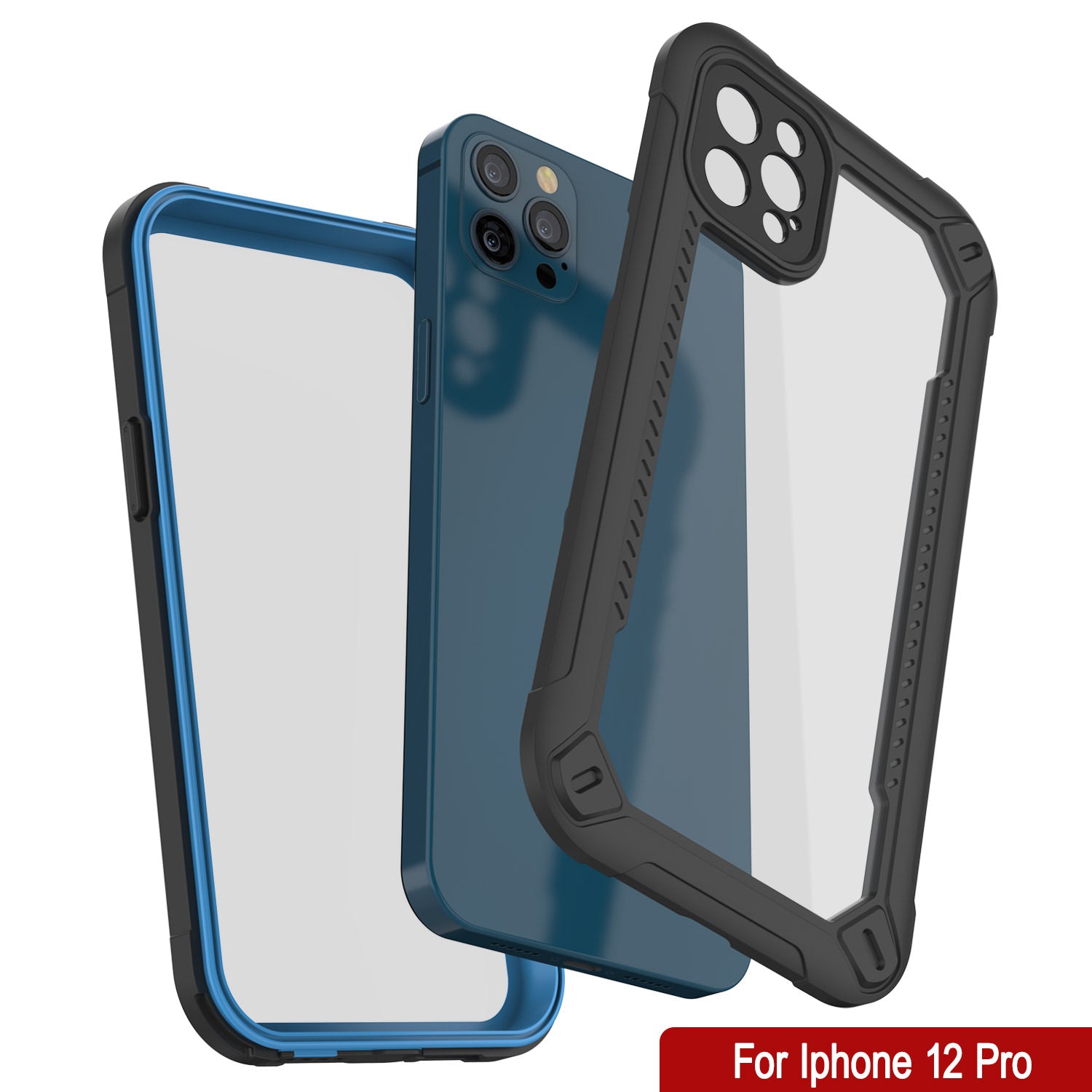 iPhone 12 Pro Waterproof IP68 Case, Punkcase [Blue]  [Maximus Series] [Slim Fit] [IP68 Certified] [Shockresistant] Clear Armor Cover with Screen Protector | Ultimate Protection