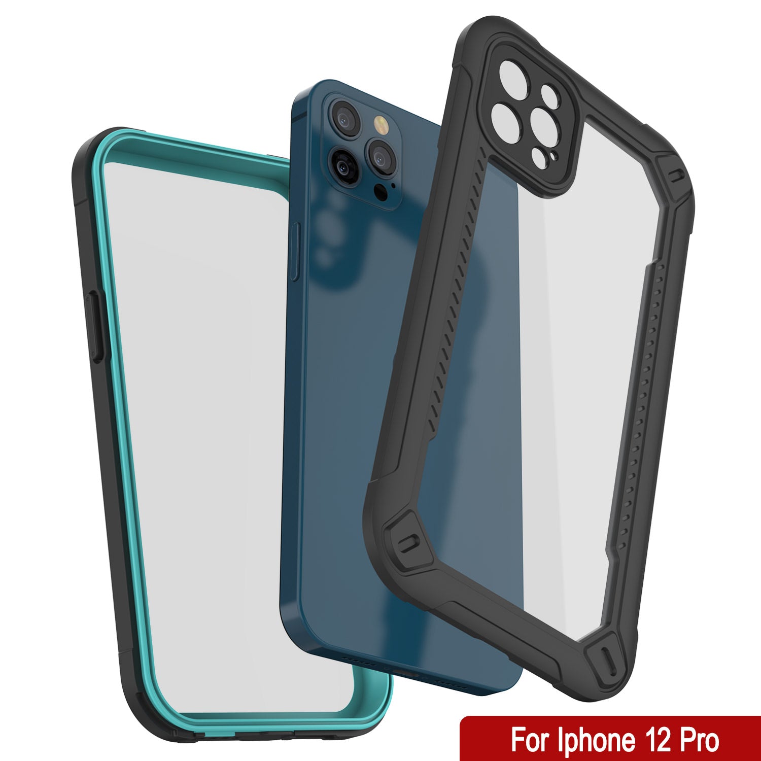 iPhone 12 Pro Waterproof IP68 Case, Punkcase [teal]  [Maximus Series] [Slim Fit] [IP68 Certified] [Shockresistant] Clear Armor Cover with Screen Protector | Ultimate Protection