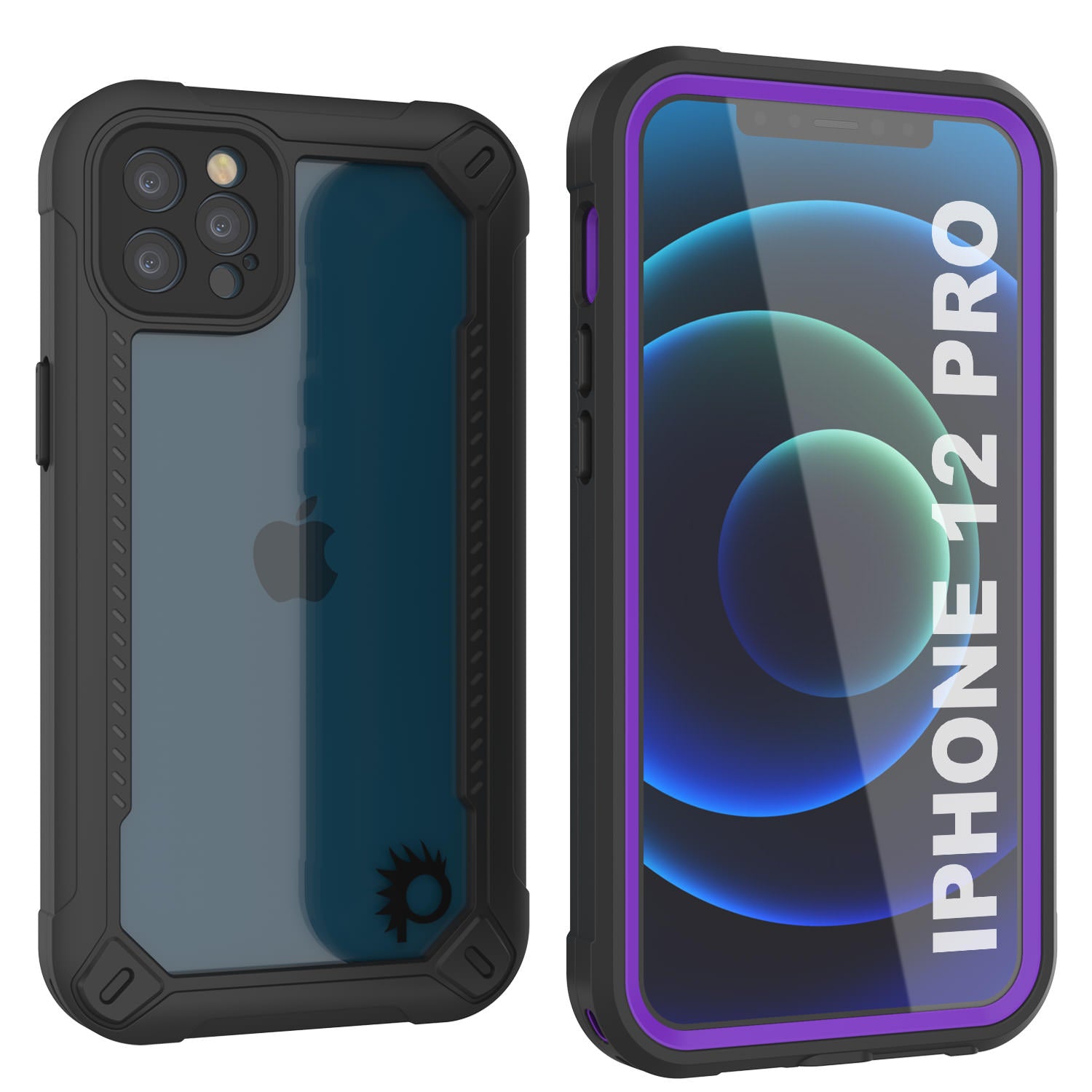 iPhone 12 Pro Waterproof IP68 Case, Punkcase [Purple]  [Maximus Series] [Slim Fit] [IP68 Certified] [Shockresistant] Clear Armor Cover with Screen Protector | Ultimate Protection