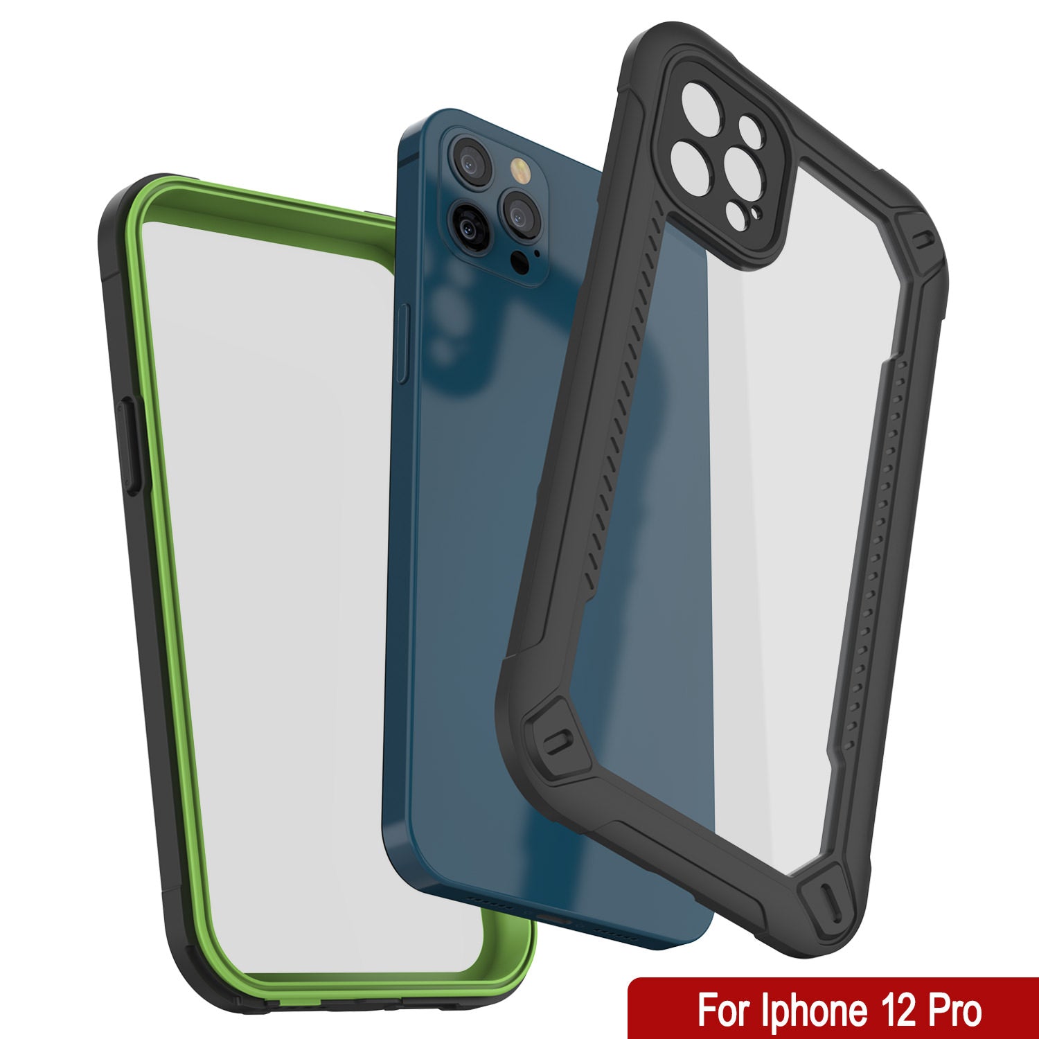 iPhone 12 Pro Waterproof IP68 Case, Punkcase [Green]  [Maximus Series] [Slim Fit] [IP68 Certified] [Shockresistant] Clear Armor Cover with Screen Protector | Ultimate Protection