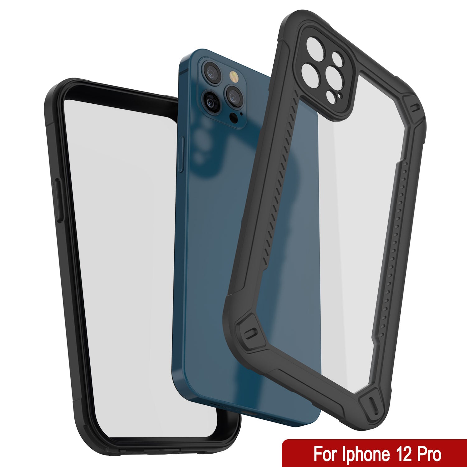 iPhone 12 Pro Waterproof IP68 Case, Punkcase [Black]  [Maximus Series] [Slim Fit] [IP68 Certified] [Shockresistant] Clear Armor Cover with Screen Protector | Ultimate Protection