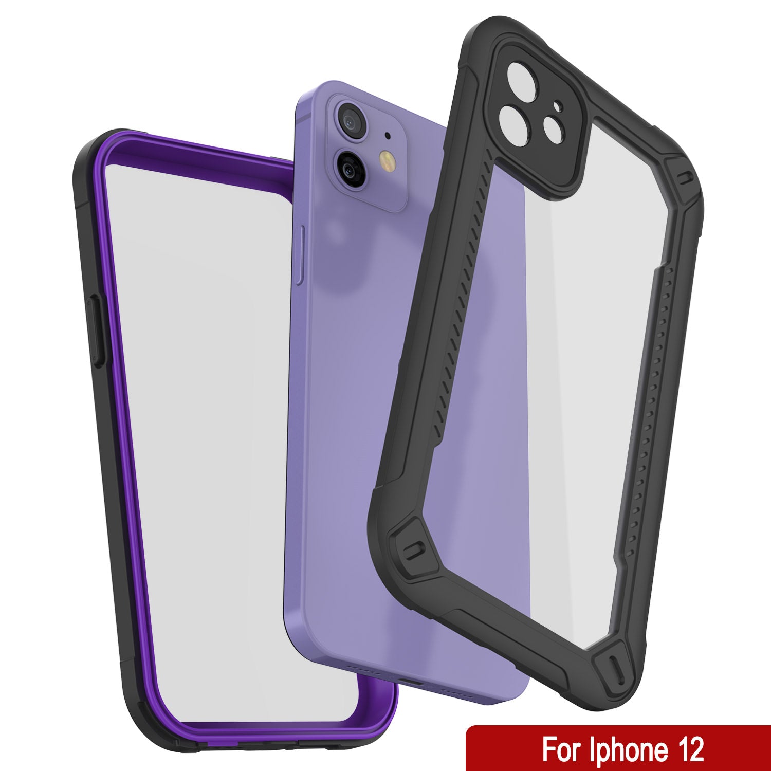 iPhone 12 Waterproof IP68 Case, Punkcase [Purple]  [Maximus Series] [Slim Fit] [IP68 Certified] [Shockresistant] Clear Armor Cover with Screen Protector | Ultimate Protection