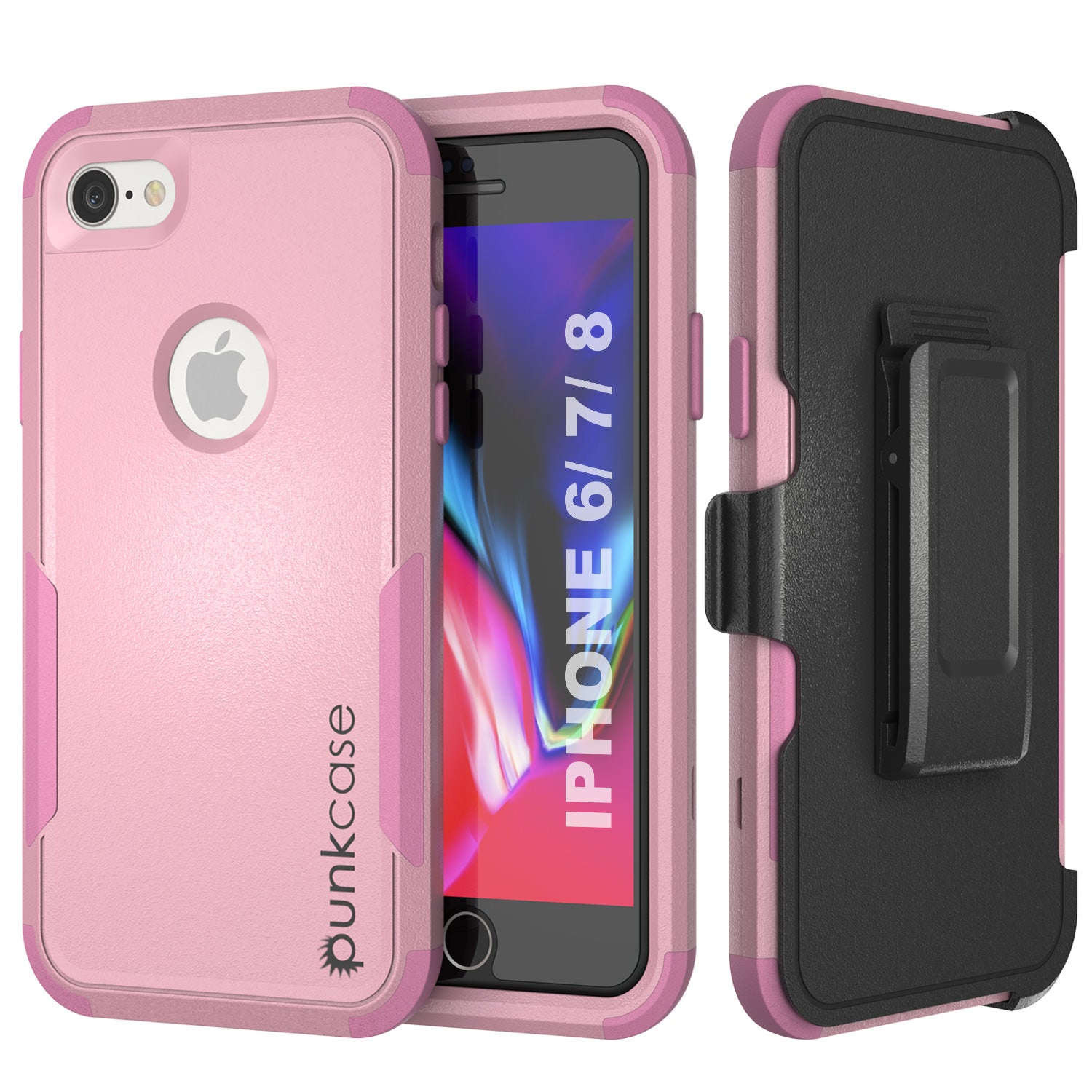 Punkcase for iPhone 8 Belt Clip Multilayer Holster Case [Patron Series] [Pink]